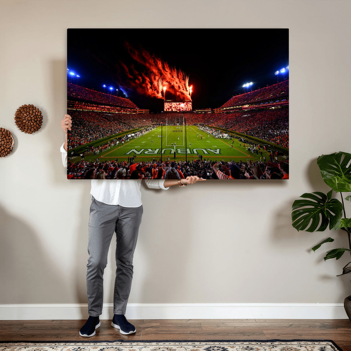 Auburn Stadium Wall Art Canvas Print, College Football Night