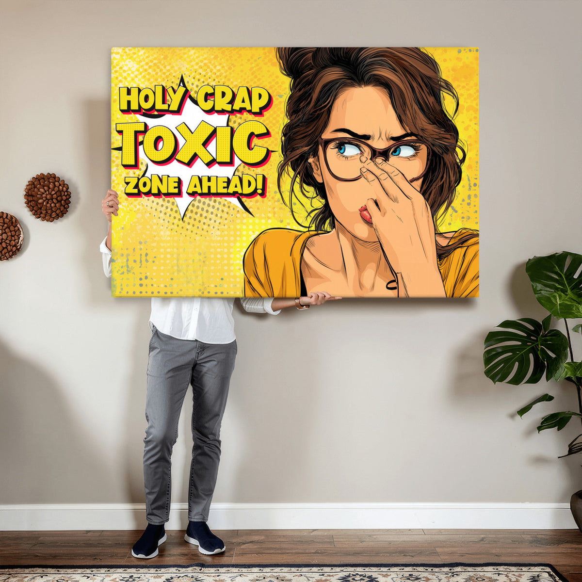 Pop Art Print Bathroom Sign Wall Art Canvas Print — Funny
