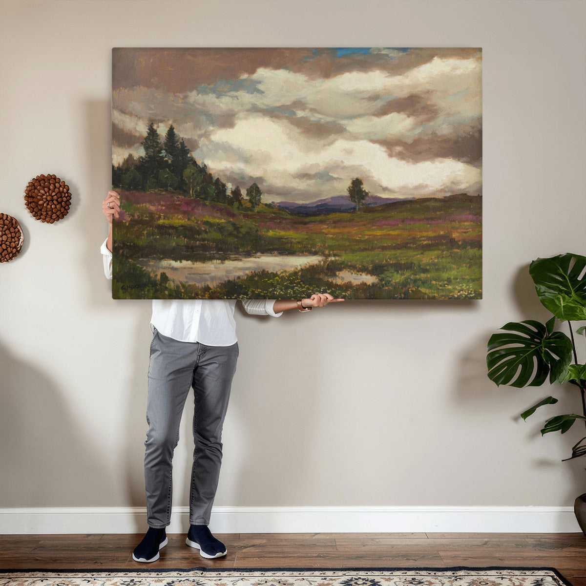 Gustav Macoun Heathland Canvas Print, Czech Landscape Oil