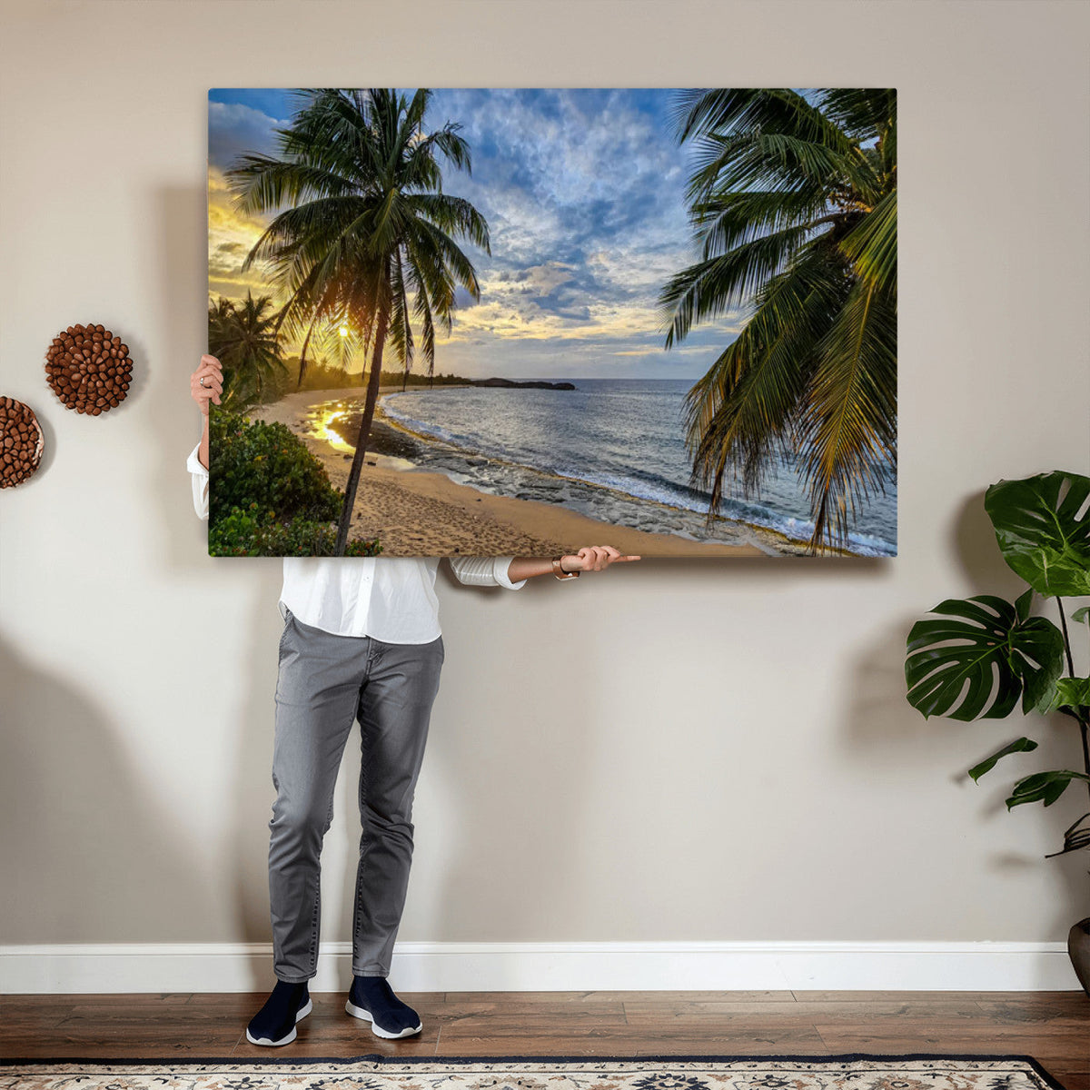 Mar Chiquita Beach Puerto Rico Canvas Wall Art, Manati Caribbean Coastal Photography Print, Tropical Ocean Sunset Decor