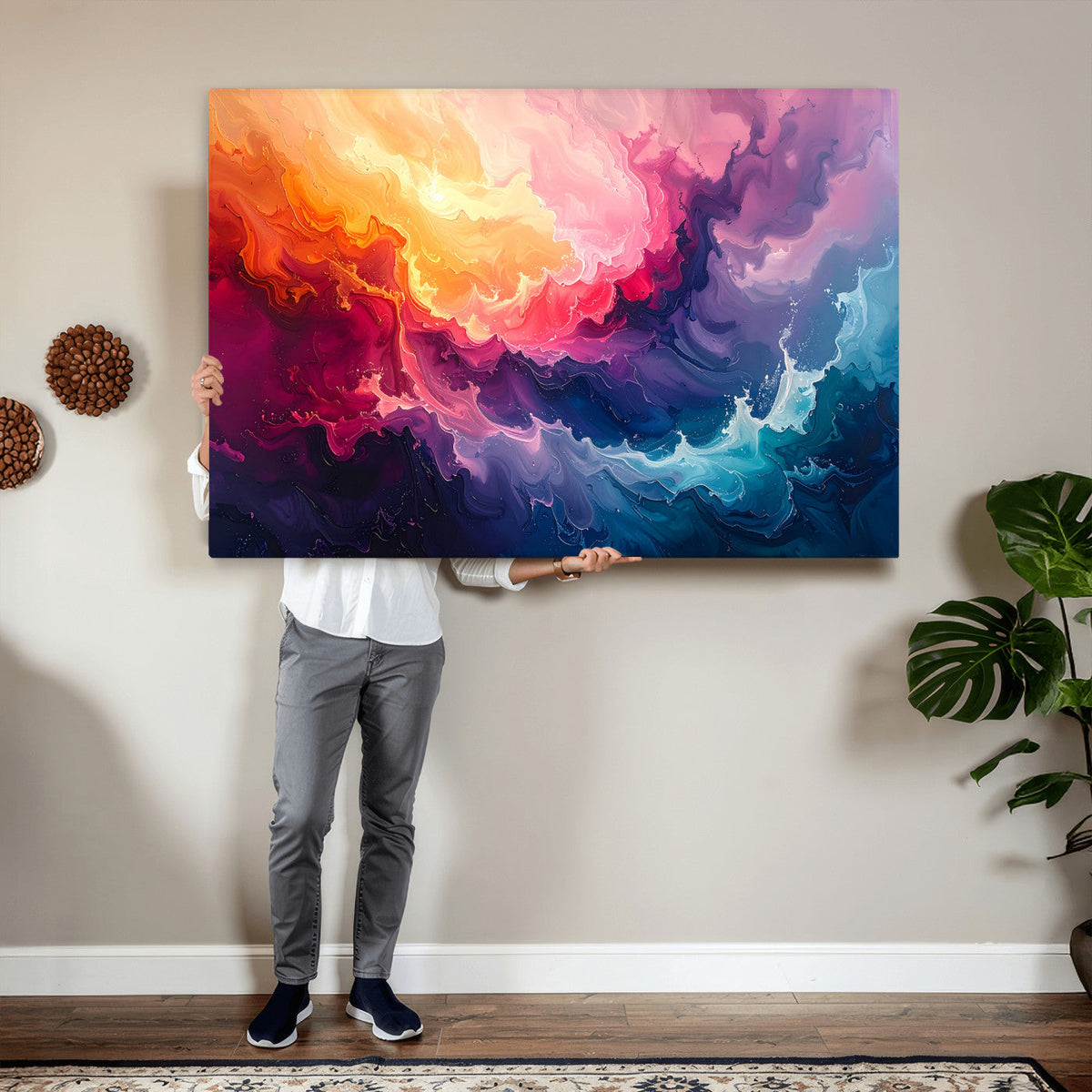 Colorful Abstract Canvas Wall Art Print, Vibrant Popup Color Art Print