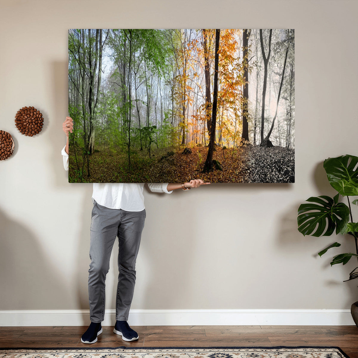 Four Seasons Wall Art Forest Canvas Print – Triptych