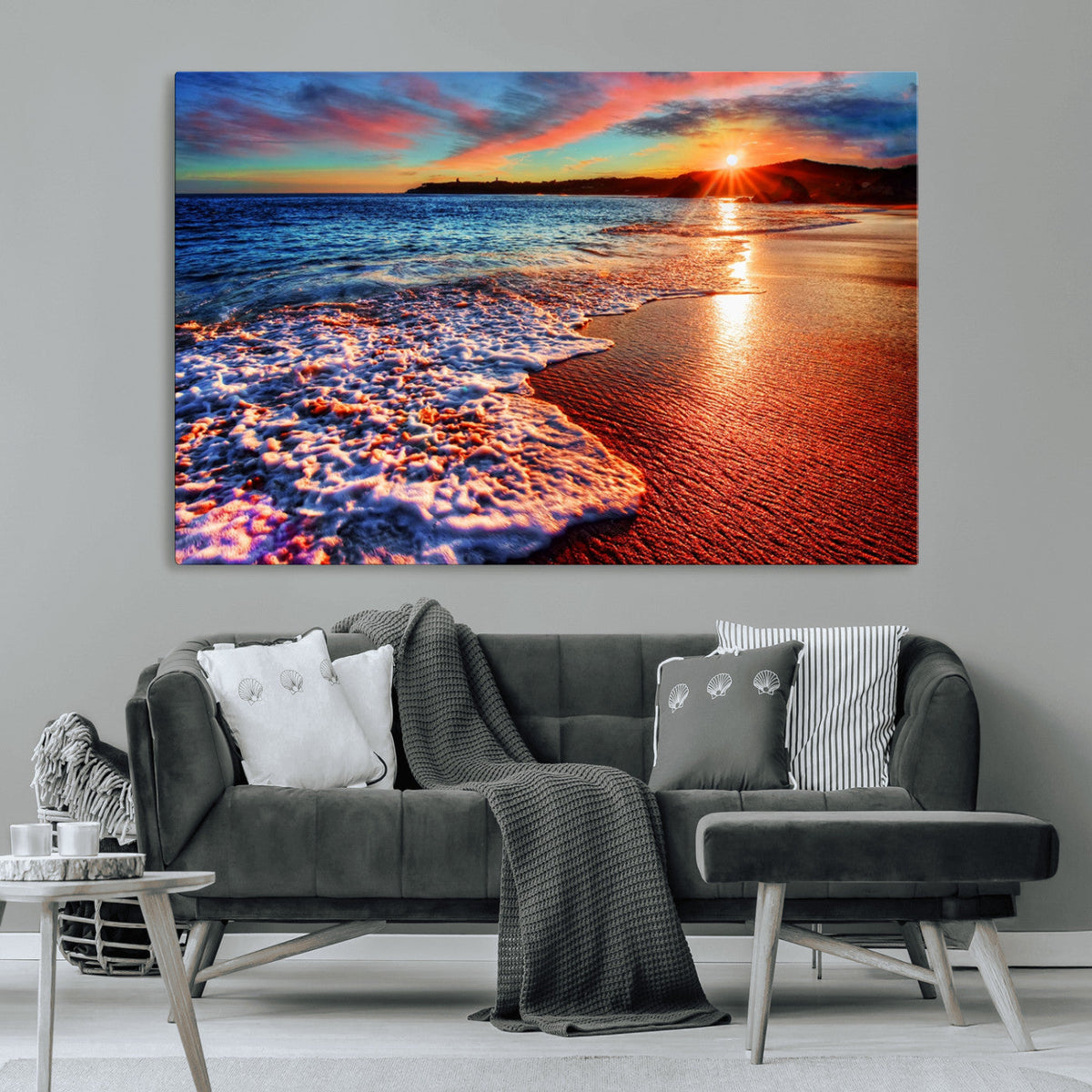 Colorful Coastal Sunset on the Beach Canvas Print, Ocean