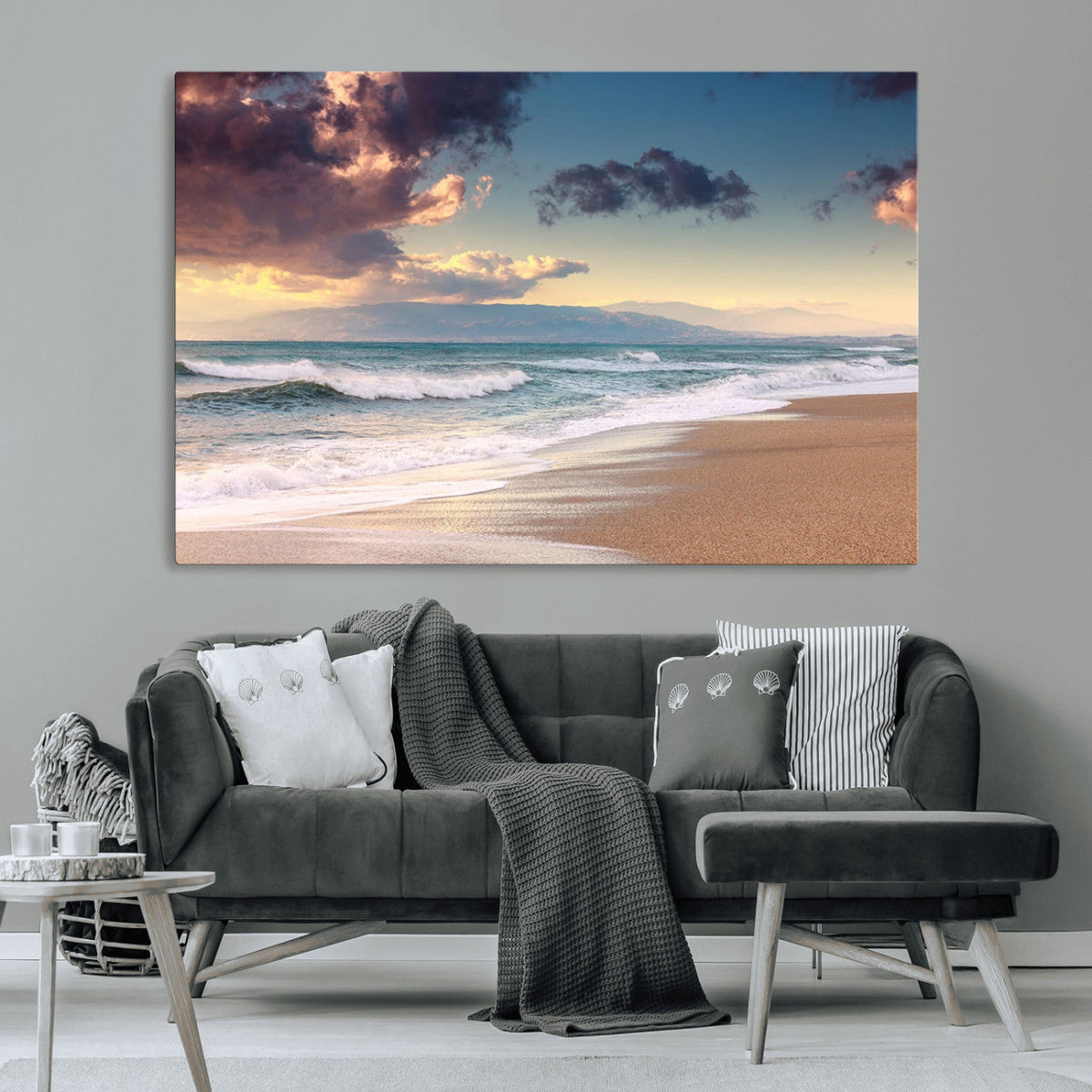 Cloudy Weather Beach Sunset Canvas Print | Sunrise Wall Art