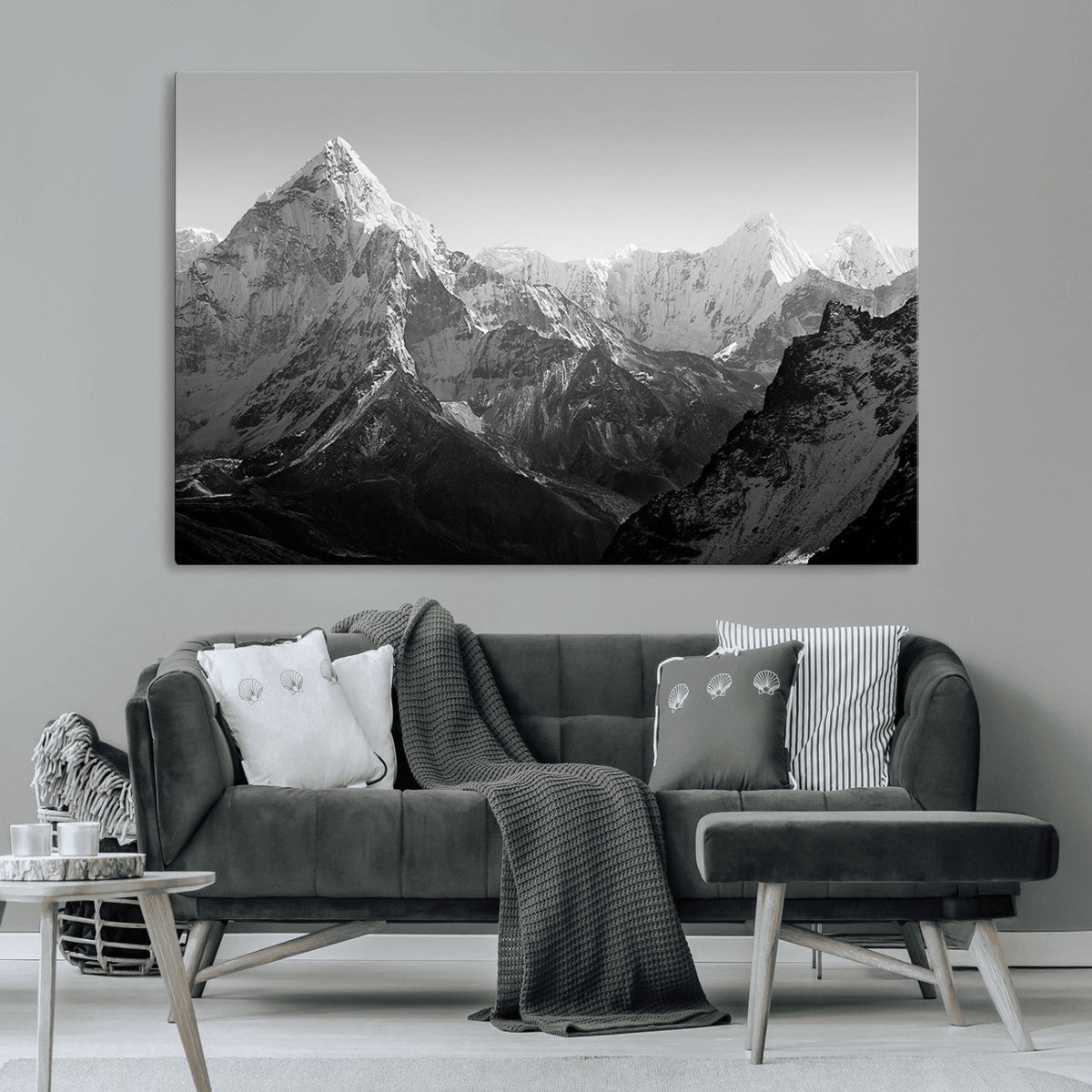Everest Himalaya Mountain Peaks Black & White Triptych
