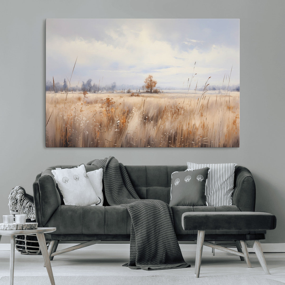 Golden Fields Wall Art Print Canvas – Serene Landscape of