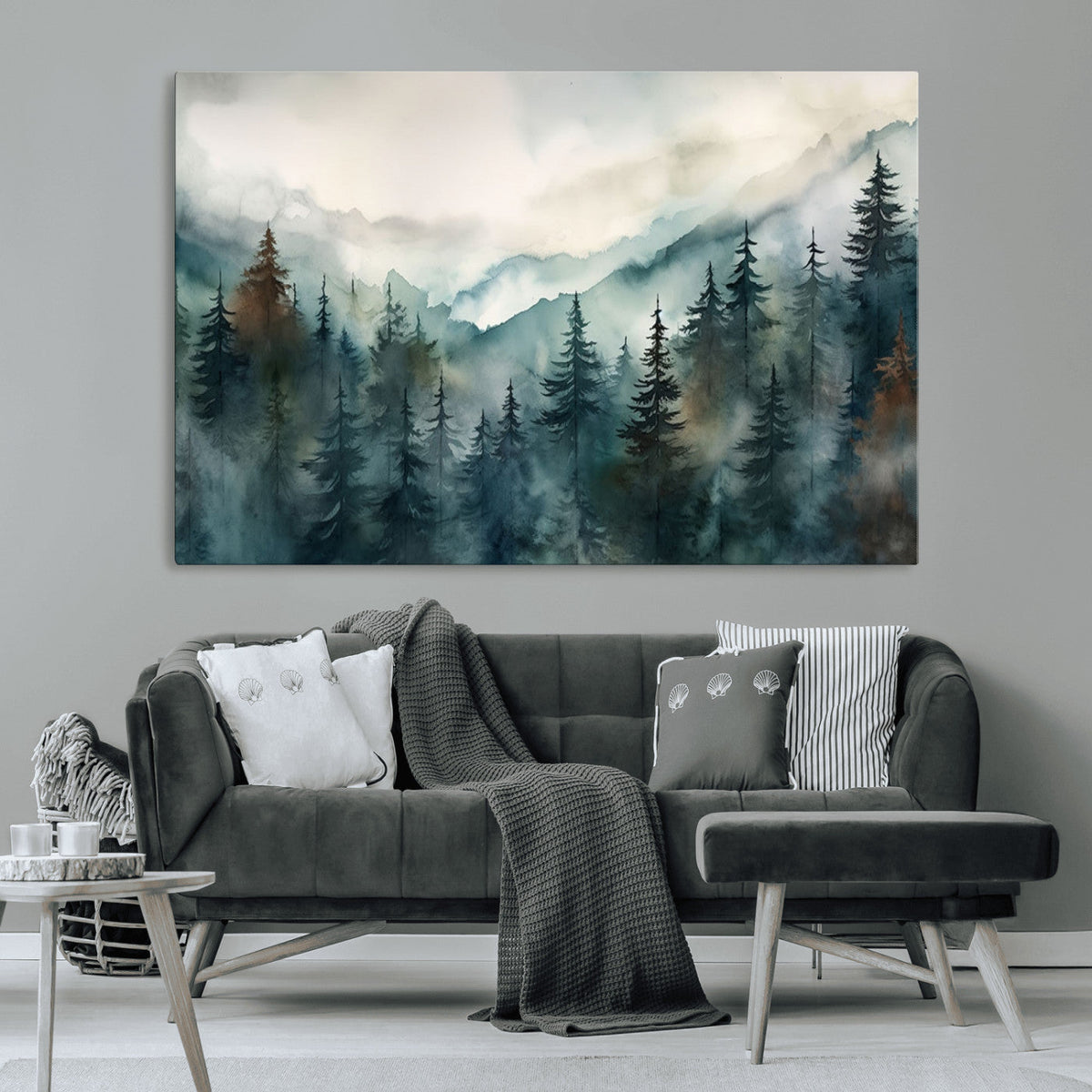 Serenity Forest Wall Art Canvas | Foggy Mountain Landscape