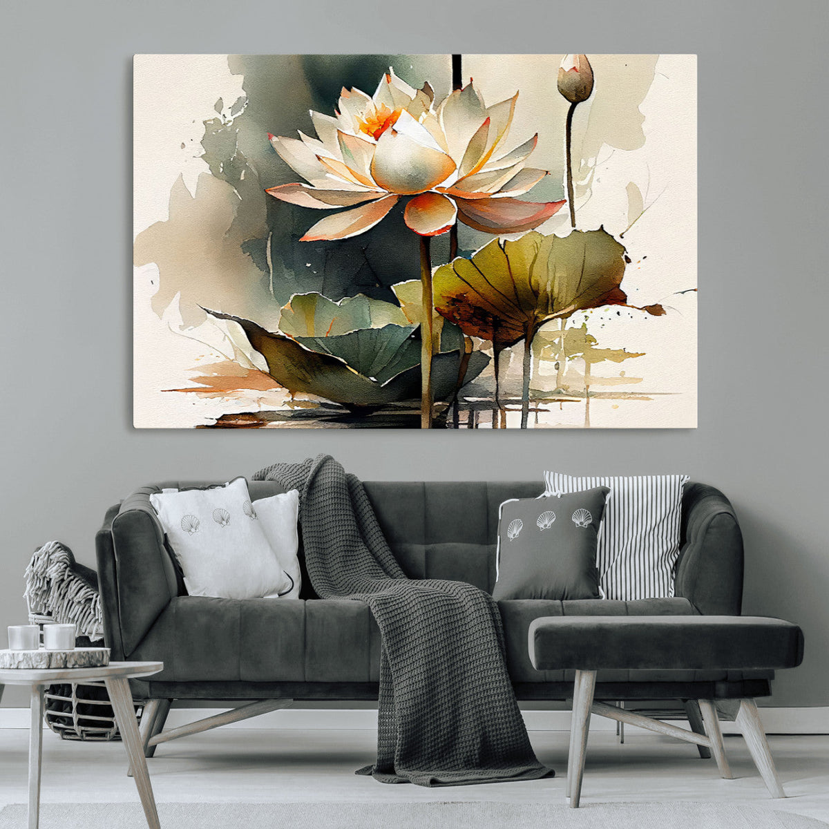 Lotus Flower Watercolor Canvas Print – A Symbol of Serenity