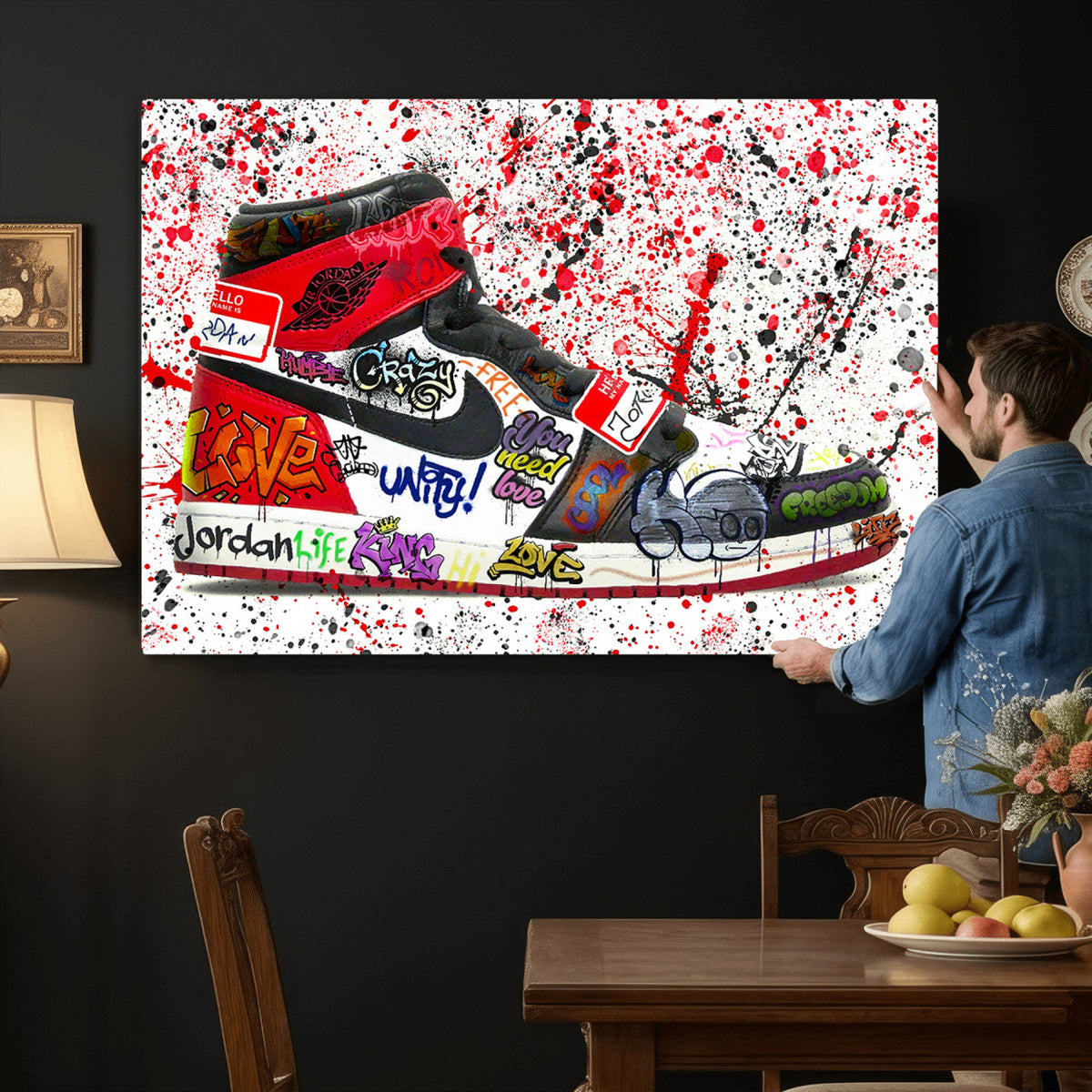 Jordan Shoes Graffiti Wall Art Canvas Print- Jordan Graffiti