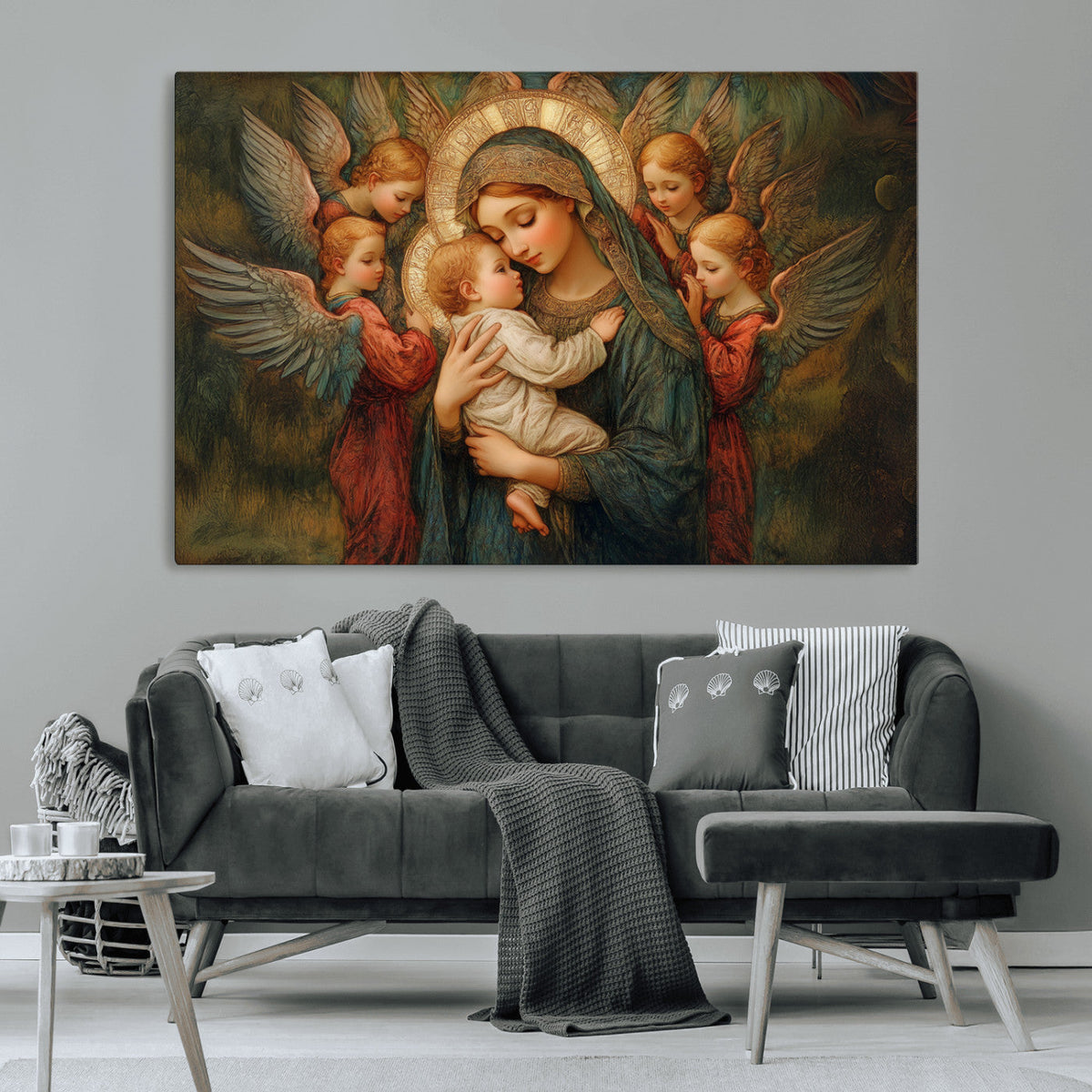 Mary Jesus Canvas Wall Art Print - Madonna and Child with