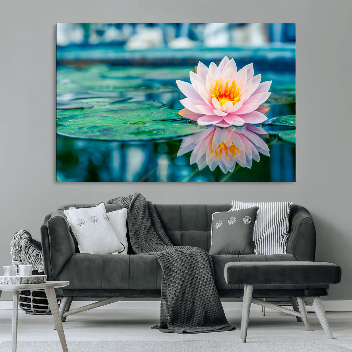 Lotus Flower Wall Art Canvas Print, Water Lily Large Wall