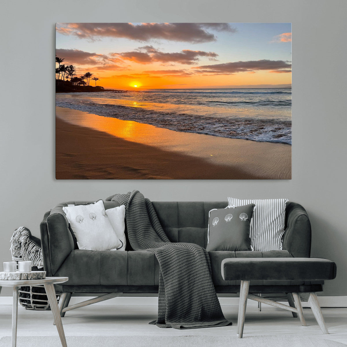 Sunset Wall Art Print - Stunning Beach Sunset Canvas Artwork
