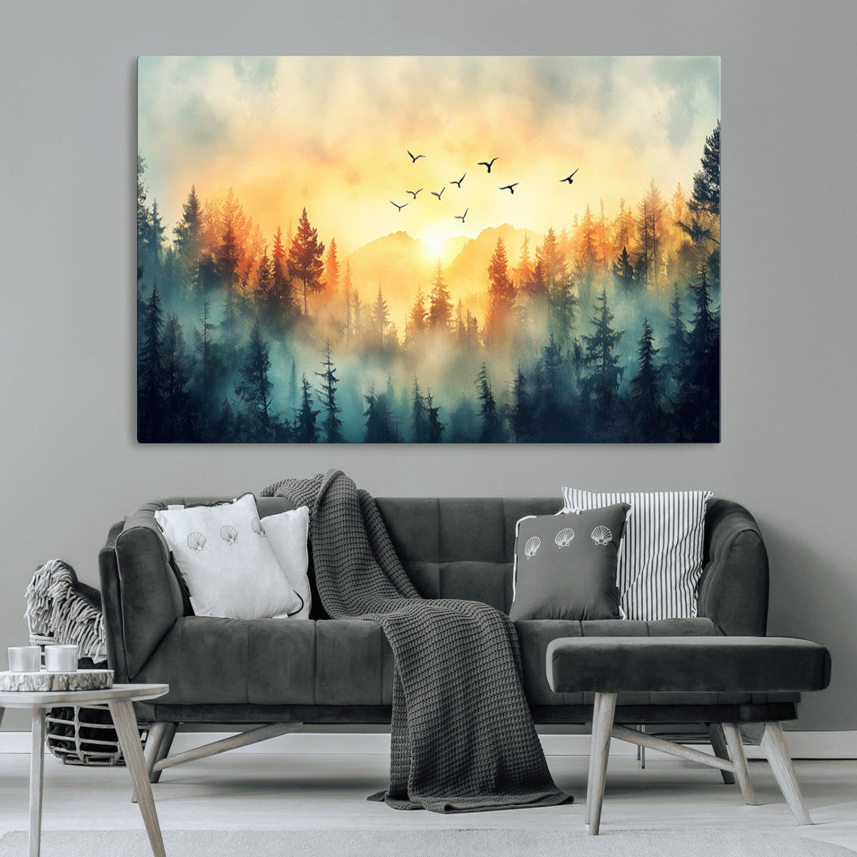 Abstract Forest Wall Art Print- Serene Nature Canvas Print