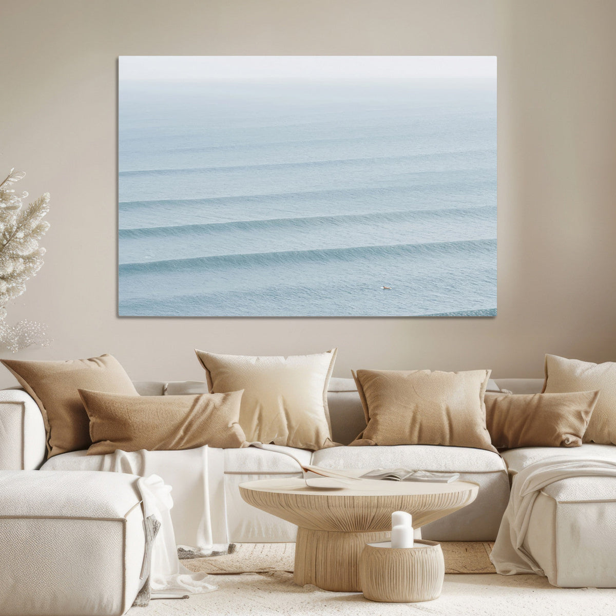 Ocean Waves Wall Art Canvas Print – Framed Solo Surfer Wave