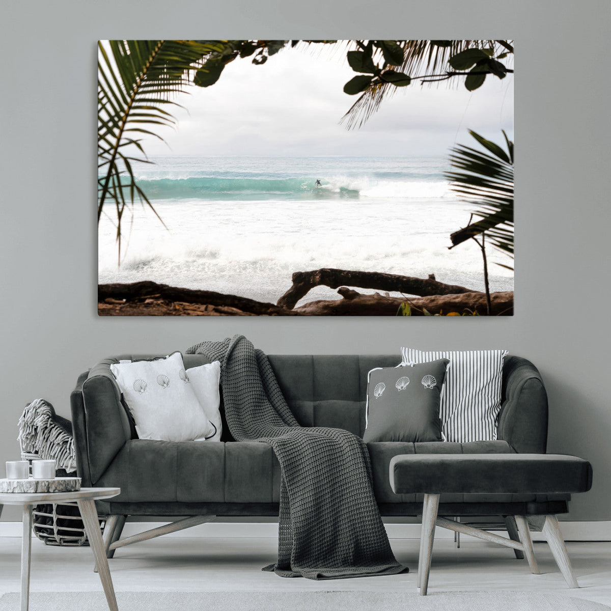 Tropical Surf Wall Art Canvas Print – Framed Palm Tree View