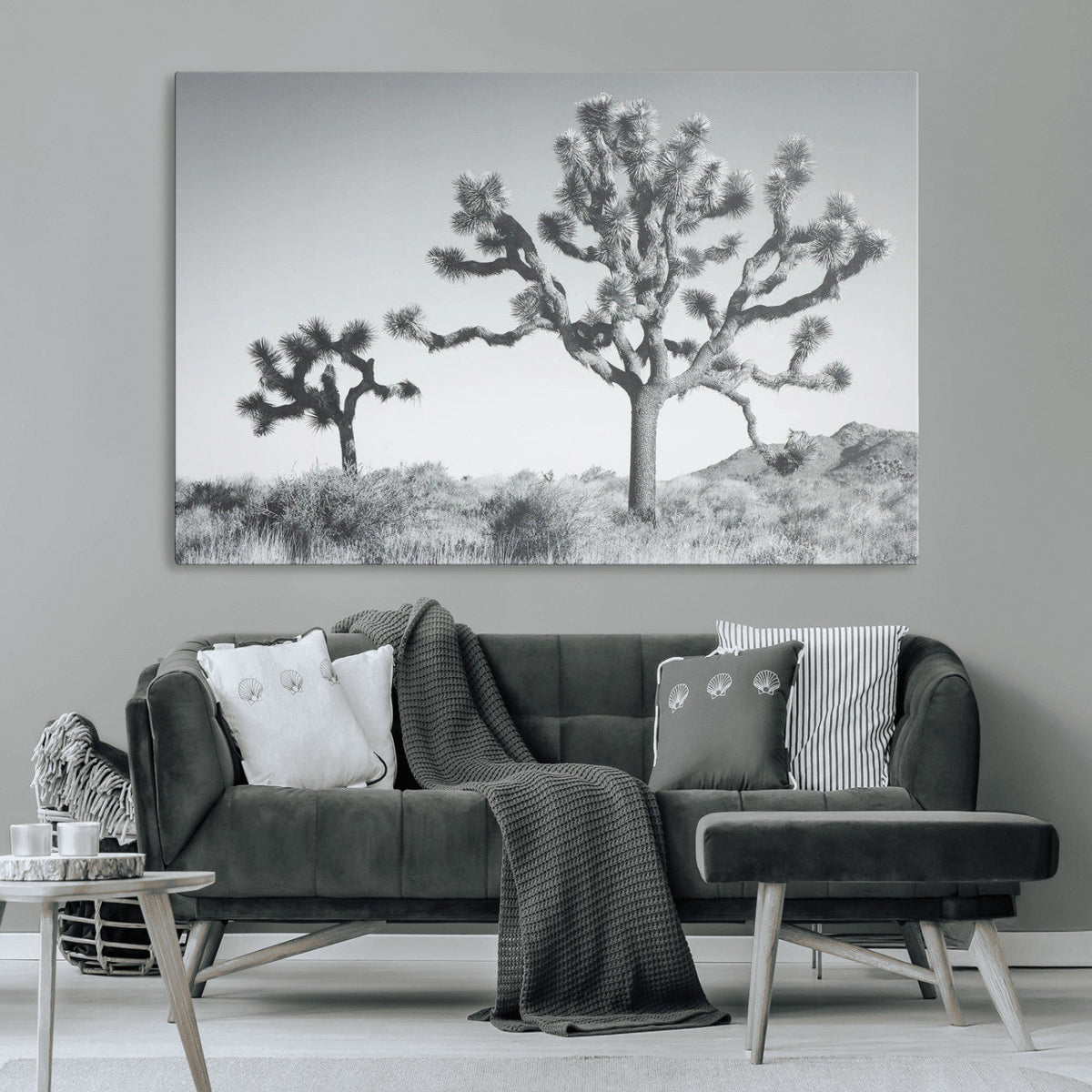 Joshua Tree Wall Art Canvas Print – Framed Black White