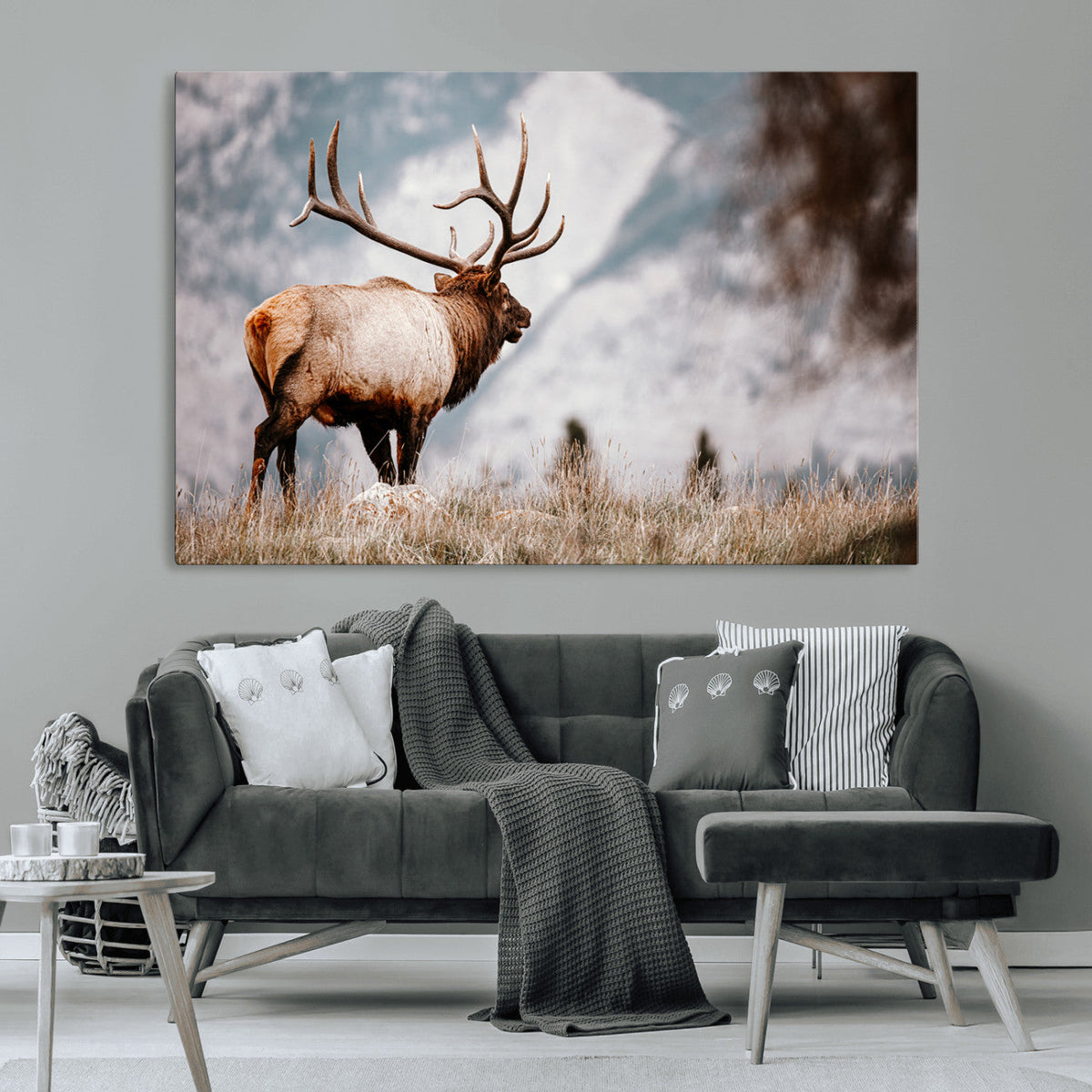 Elk Photography Wall Art Canvas Print – Framed Mountain