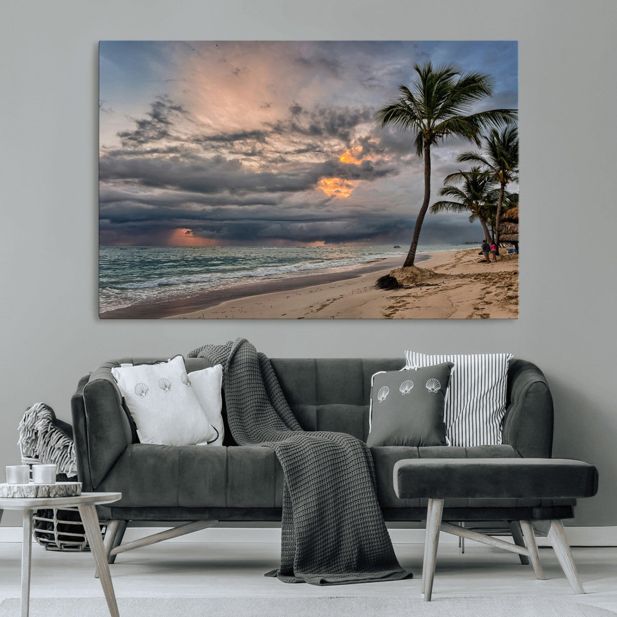 Tropical Storm Wall Art Canvas Print – Framed Moody Beach