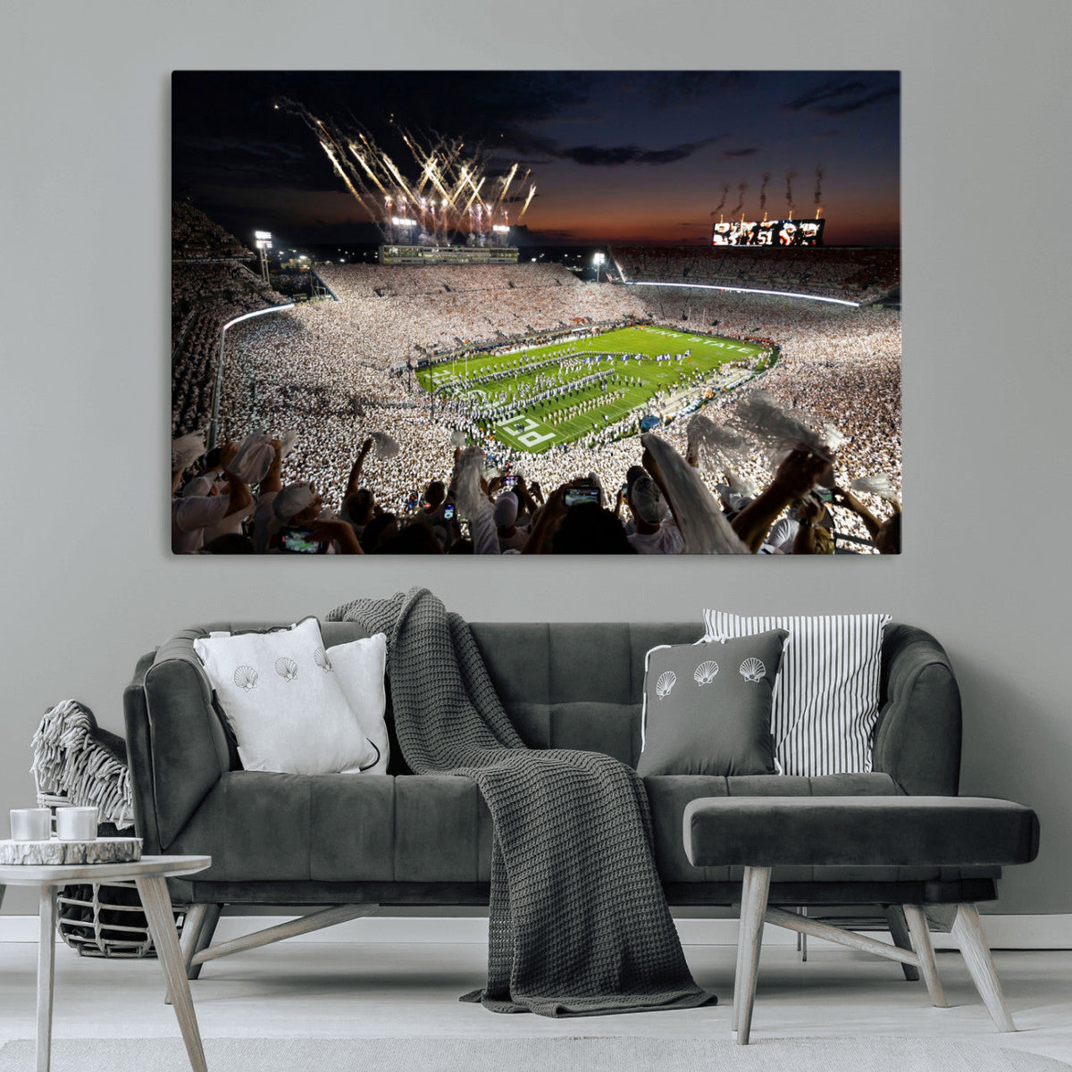 Penn State Stadium Wall Art – White Out Football Game Canvas