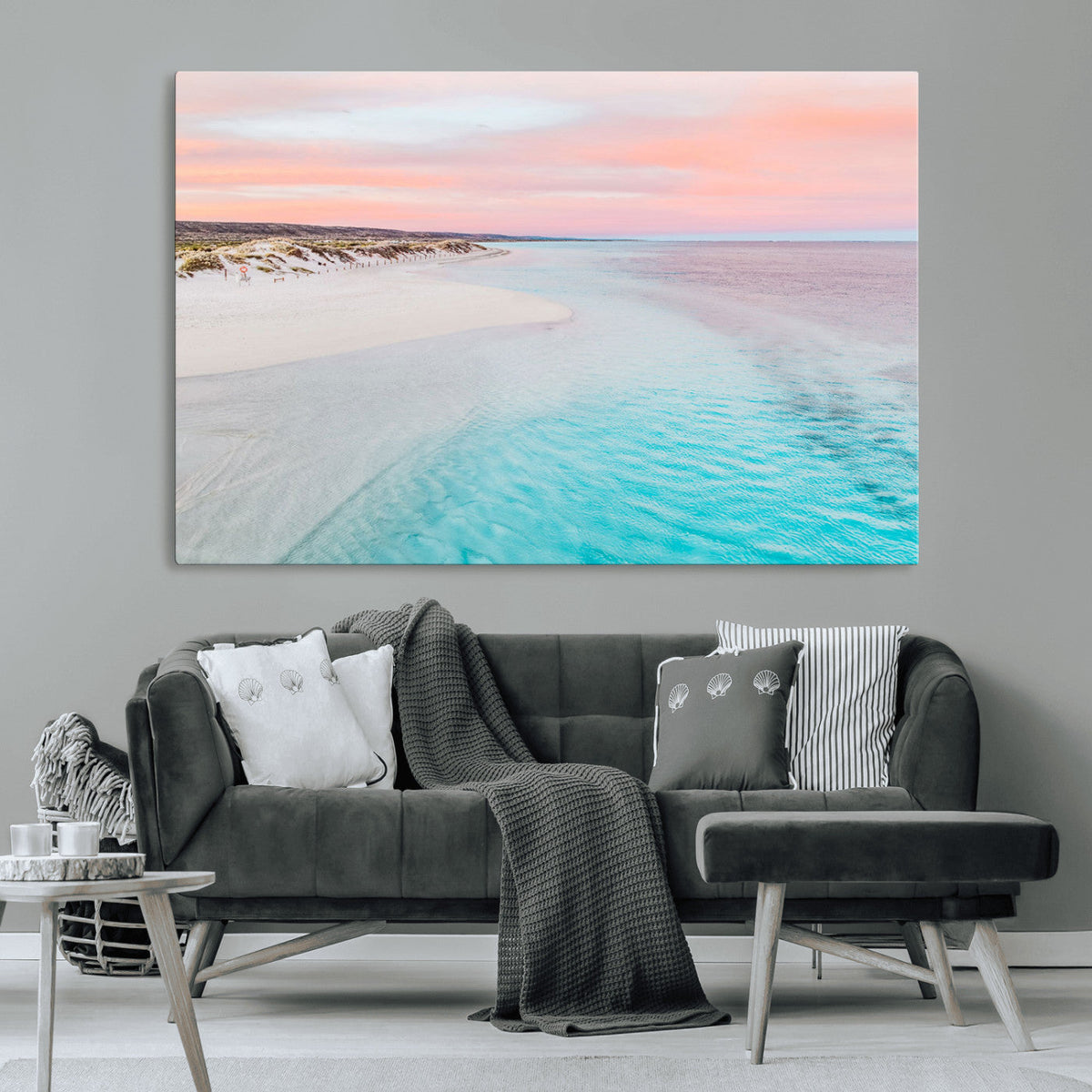 Serene Pastel Beach Wall Art Canvas Print, Tranquil Coastal