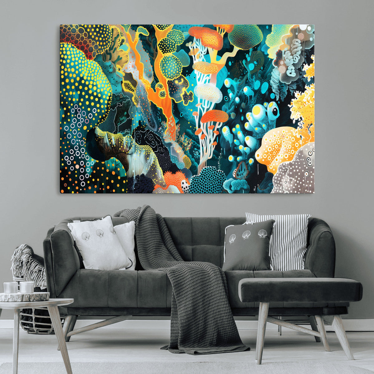 Vivid Underwater Coral Reef Wall Art Canvas Print,