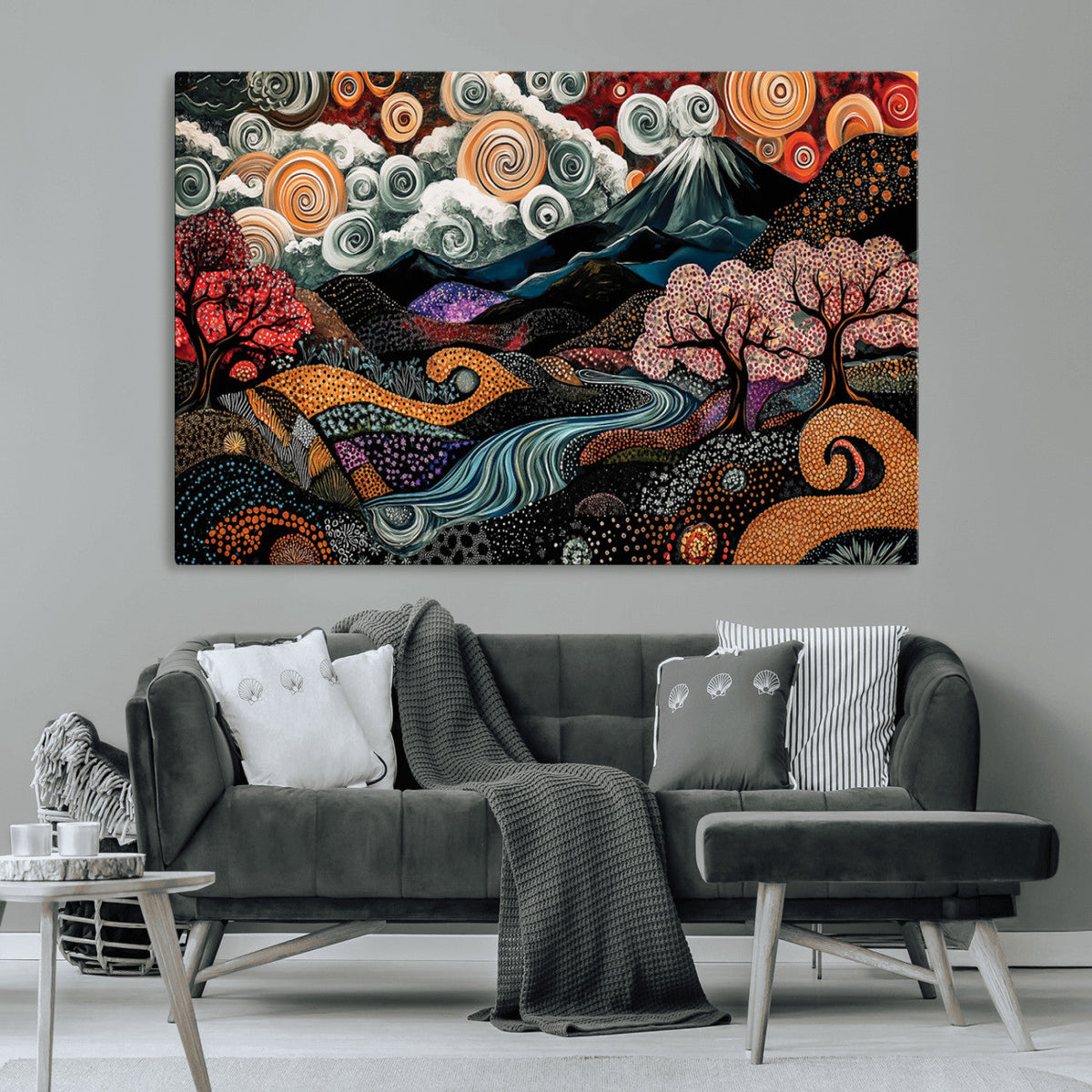 Whimsical Abstract Landscape Wall Art Canvas Print, Colorful
