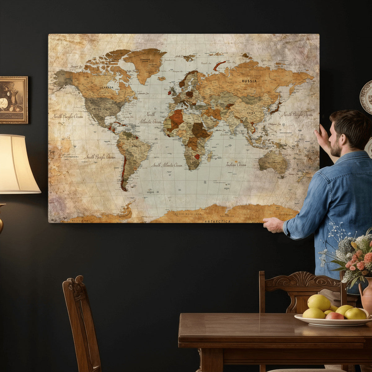 World Map Canvas Print – Detailed Map of the World Wall Art