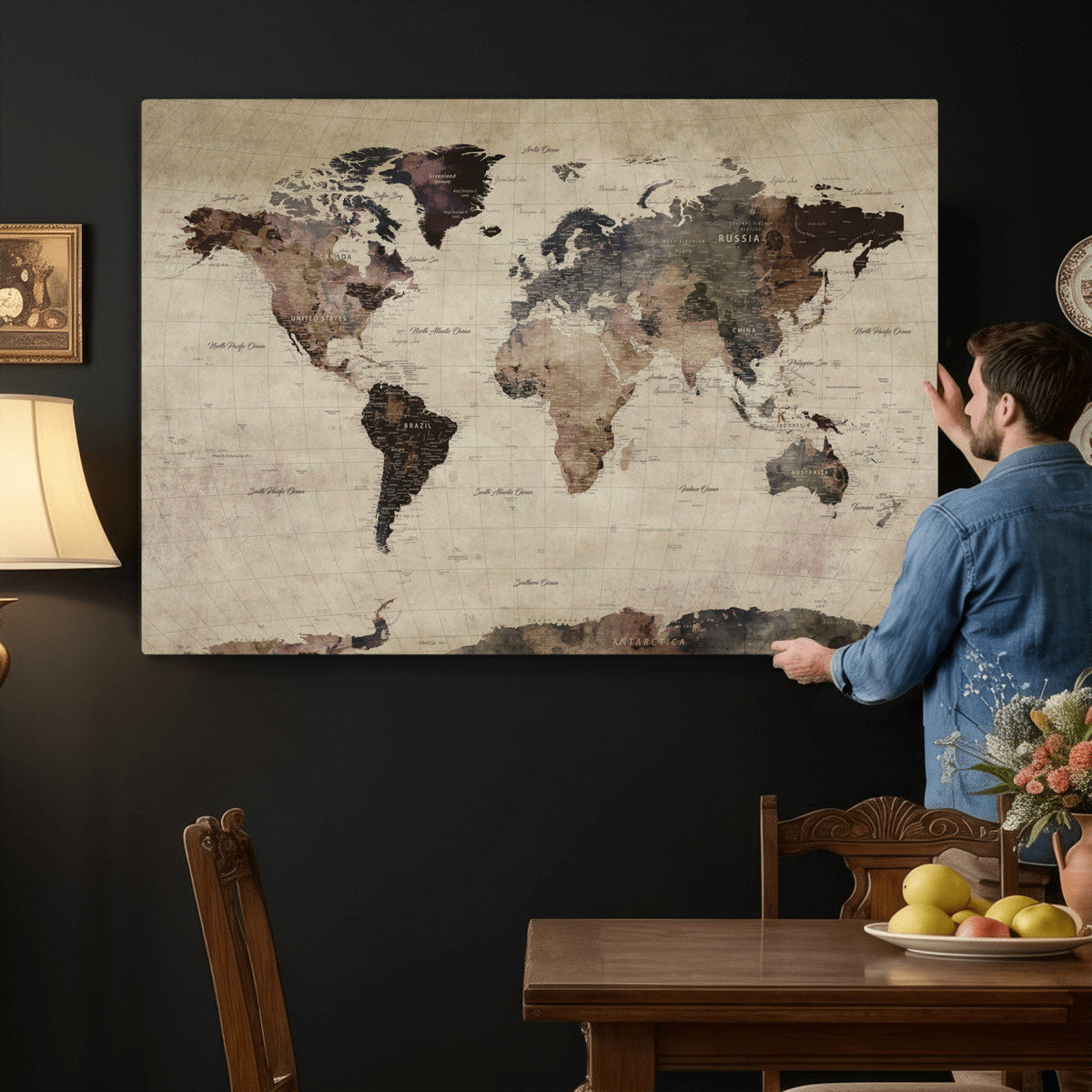 World Map Canvas Print – Detailed Map of the World Adventure