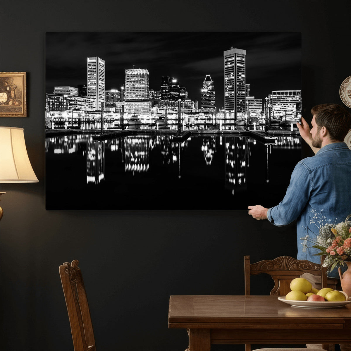 Baltimore Skyline Wall Art Canvas Print, Baltimore Downtown
