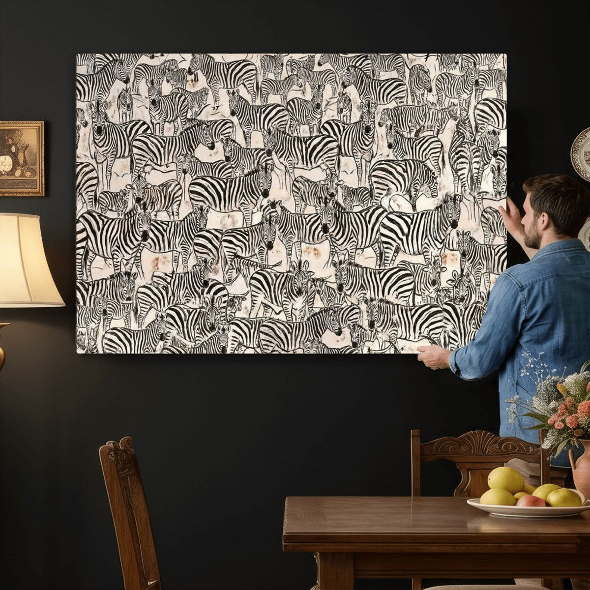 Abstract Zebra Wall Art Canvas Print for Farmhouse Decor