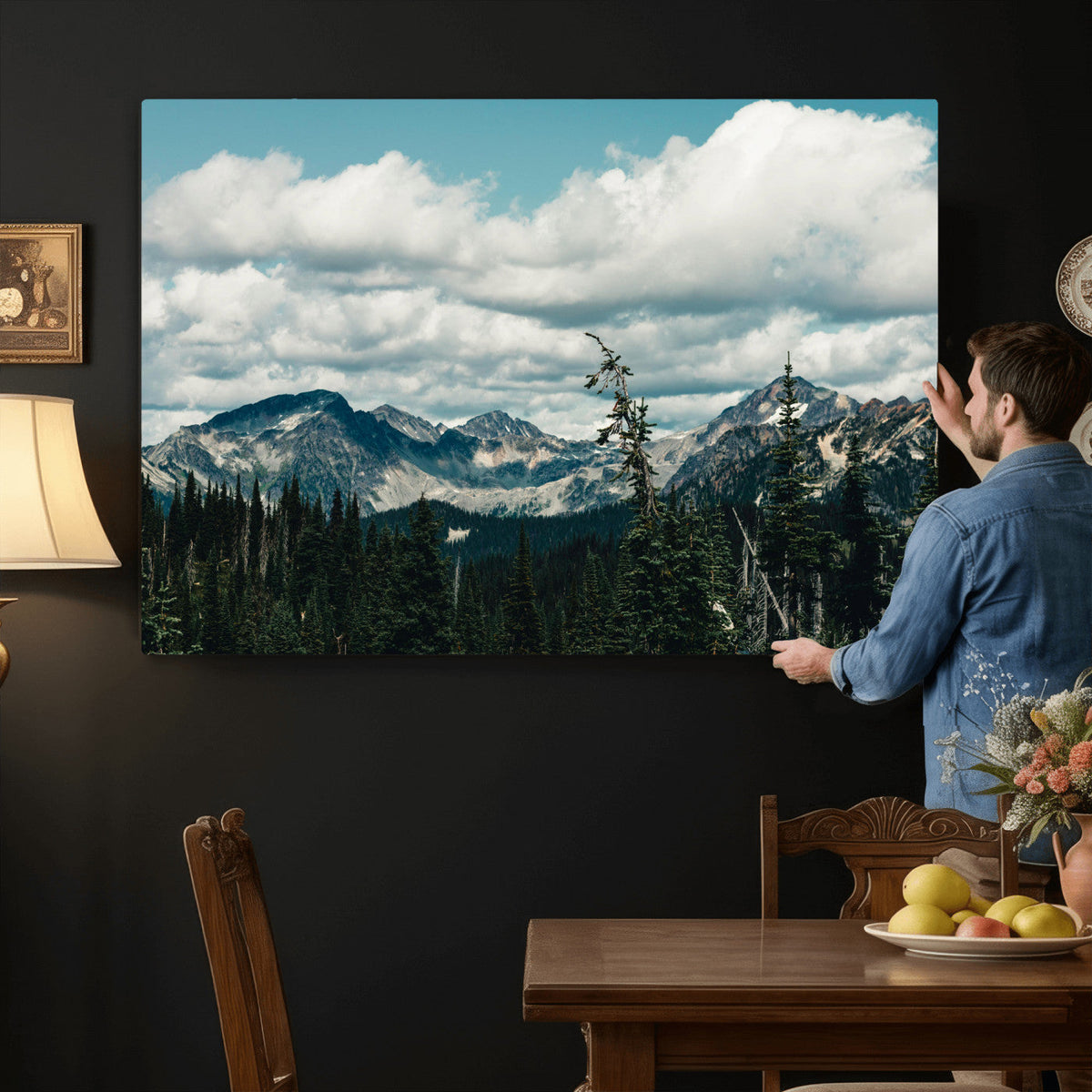 Mountain Forest Wall Art Canvas Print, Alpine Pine Tree