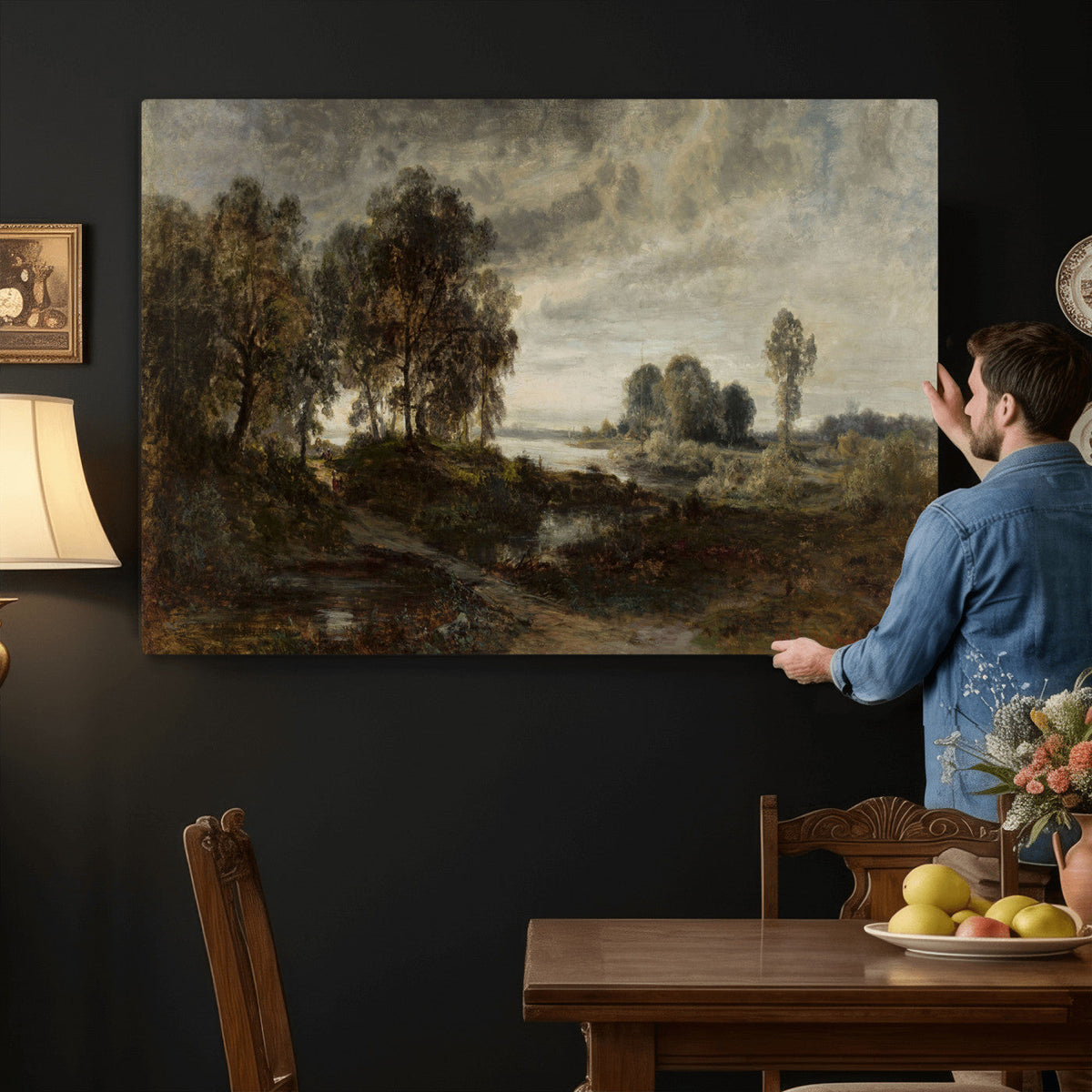 Adolf Dressler Landscape of the Oder River Wall Art Canvas