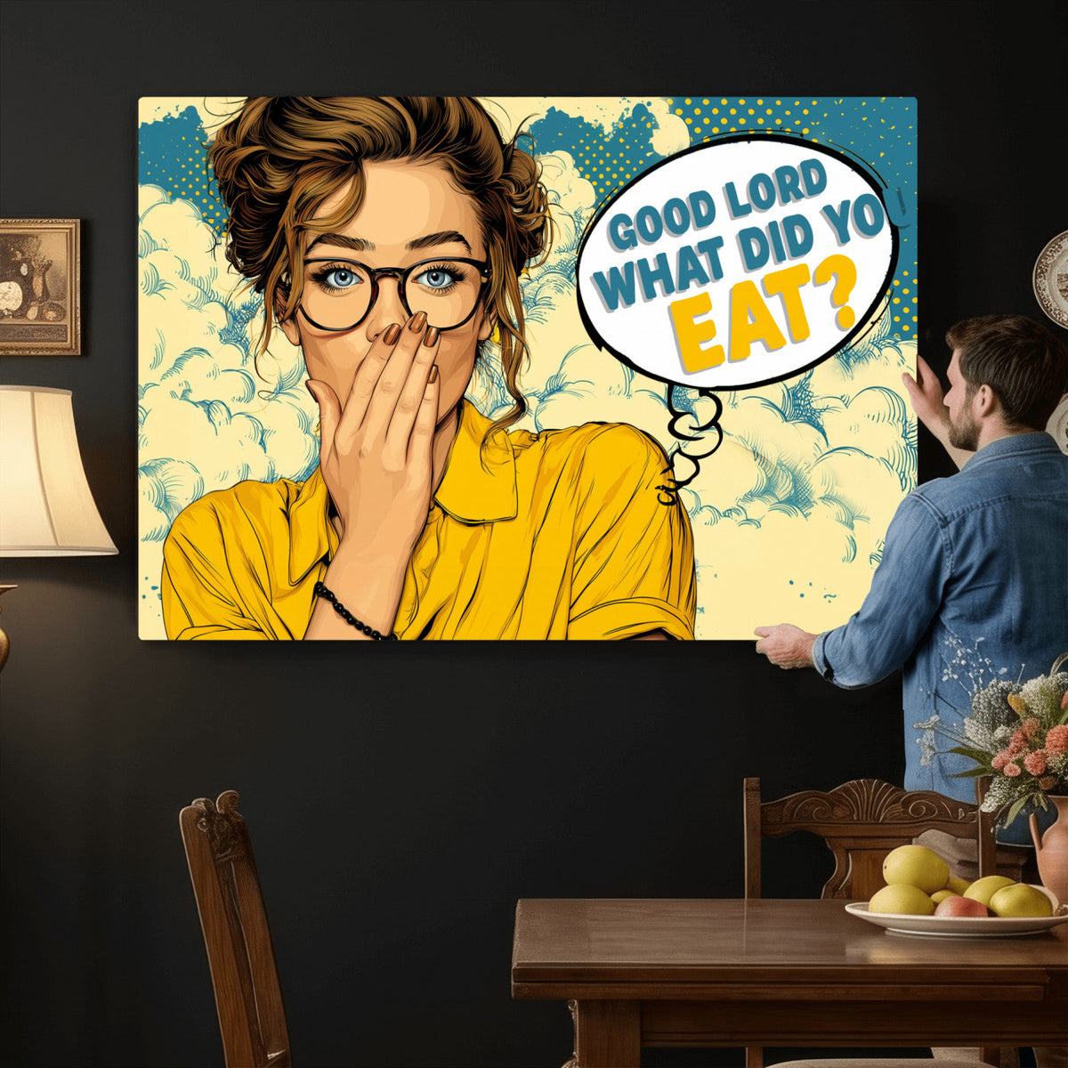 Pop Art Print Bathroom Sign Wall Art Canvas Print — Funny