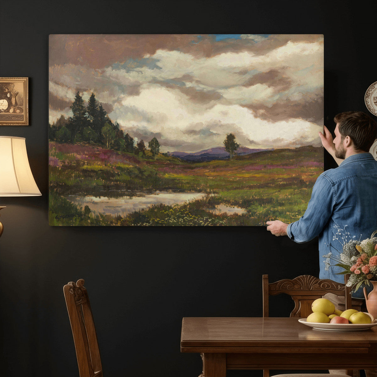 Gustav Macoun Heathland Canvas Print, Czech Landscape Oil