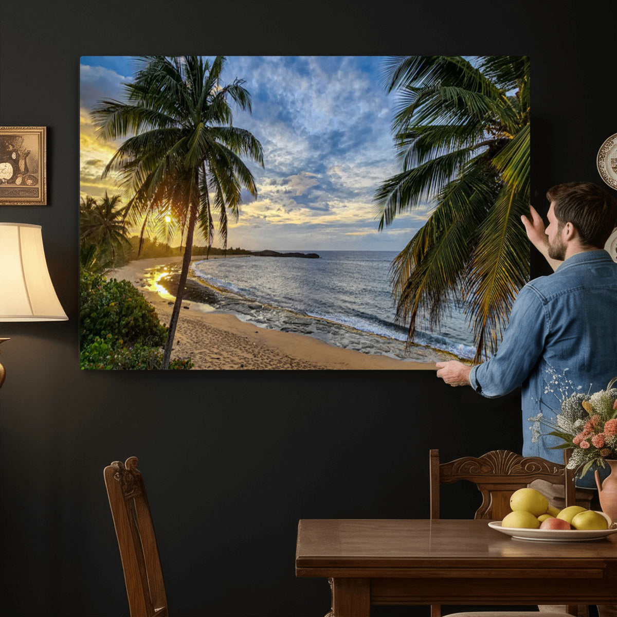 Mar Chiquita Beach Puerto Rico Canvas Wall Art, Manati Caribbean Coastal Photography Print, Tropical Ocean Sunset Decor