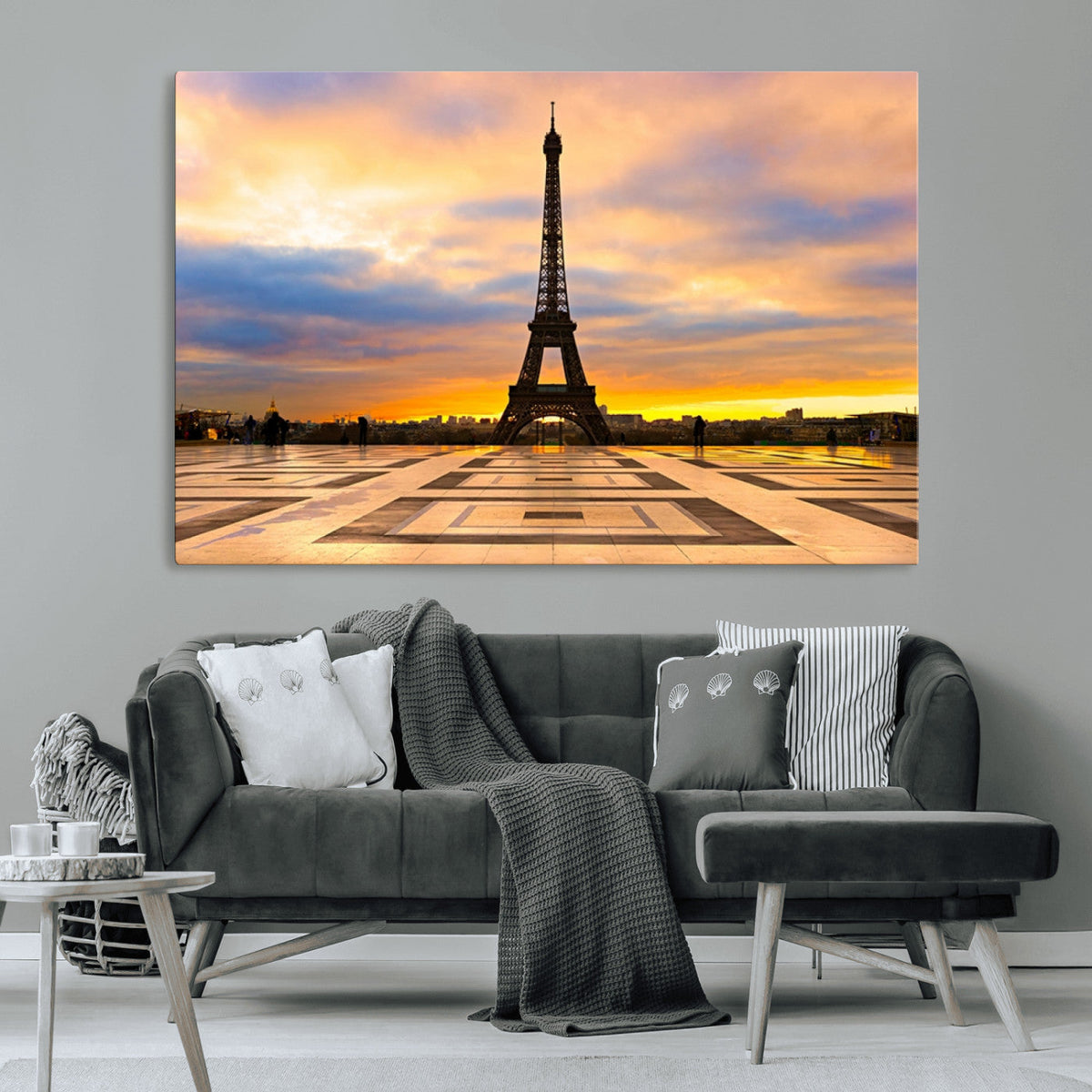 Paris Eiffel Tower Sunset Canvas Wall Art Print - Iconic