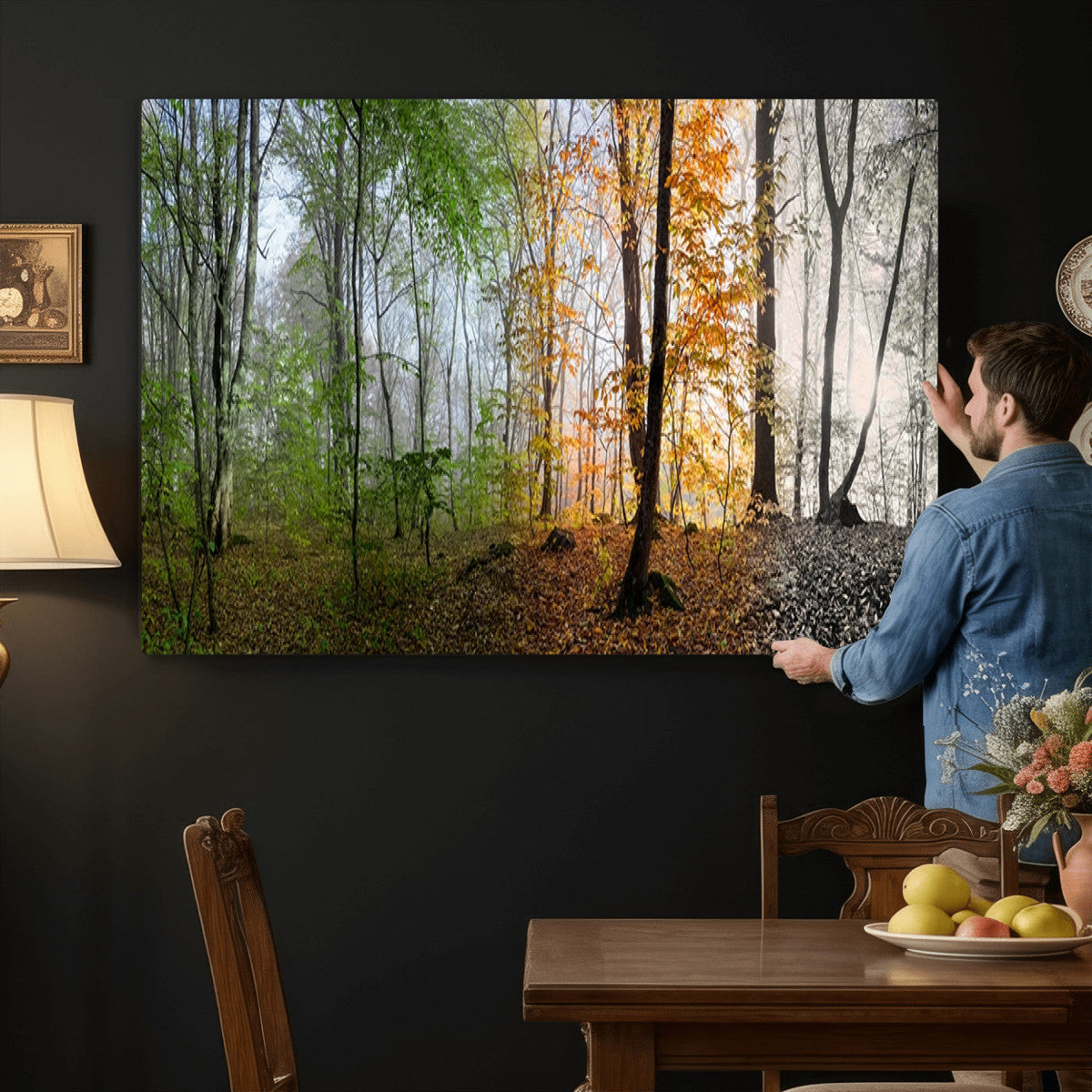 Four Seasons Wall Art Forest Canvas Print – Triptych