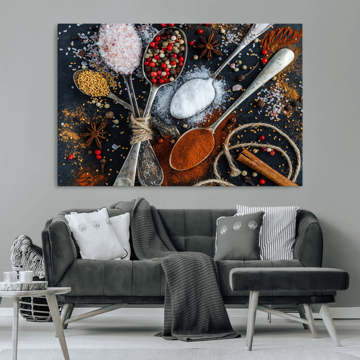 Spices and Seasonings Canvas Wall Art – Colorful Triptych