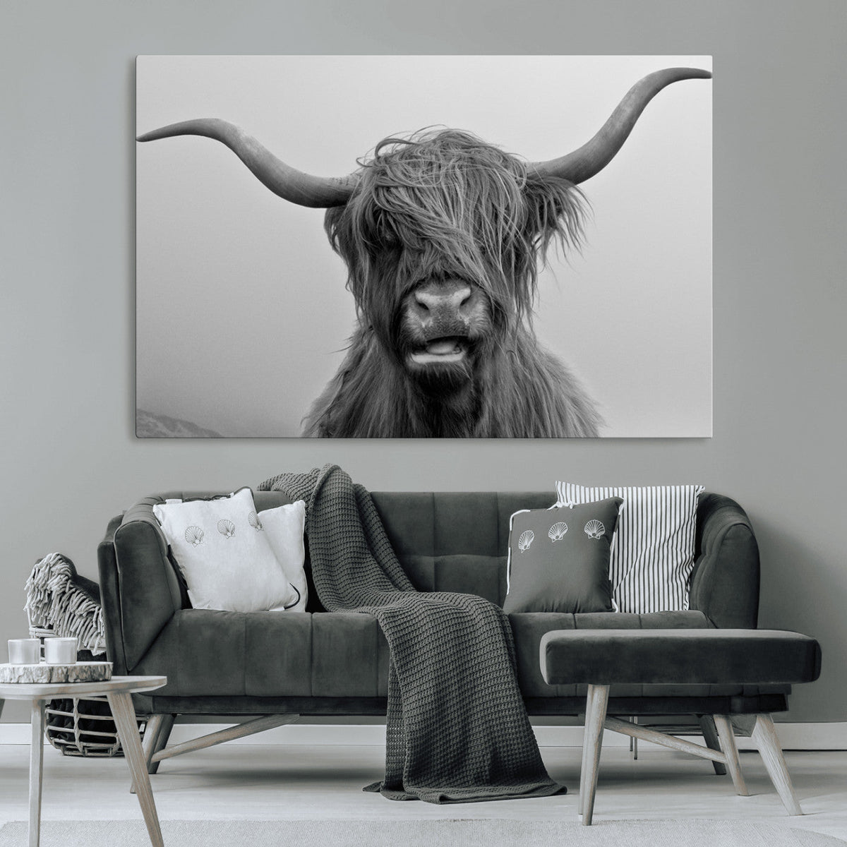 Texas Cow Wall Art Canvas, Texas Longhorn Cattle Canvas