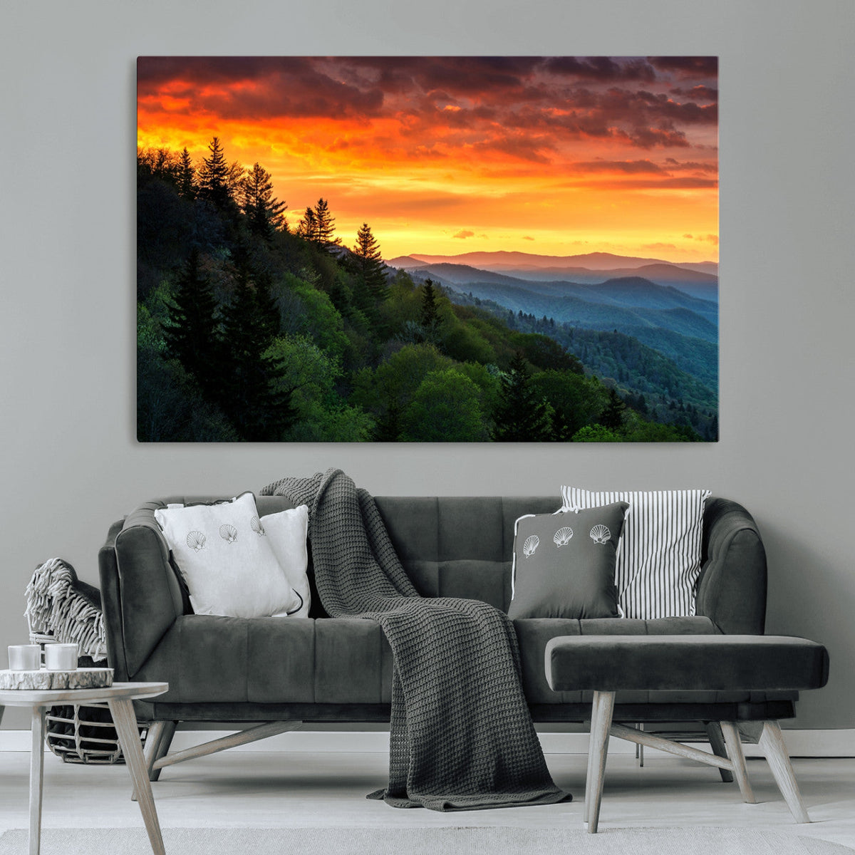 Forest Landscape Wall Art Sunset Canvas, Forest Sunset
