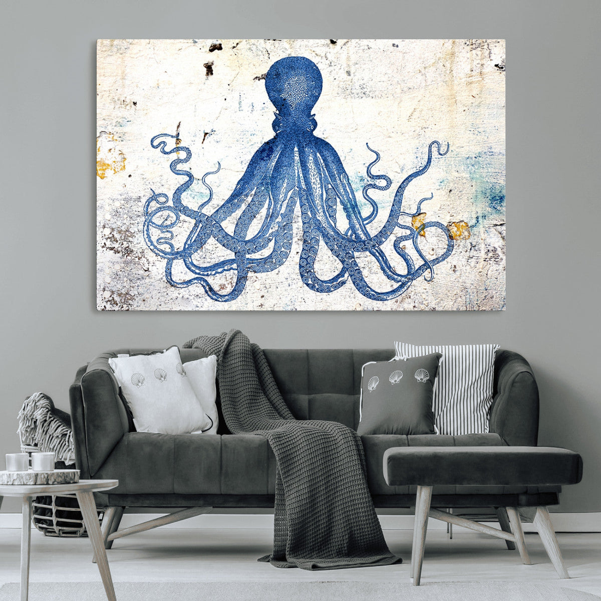 Octopus Canvas Wall Art | Coastal Marine Life Artwork for