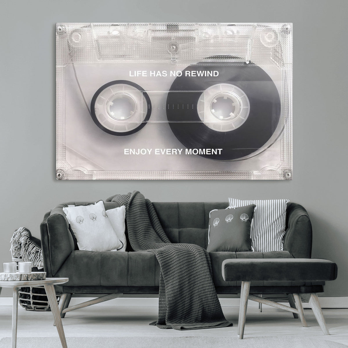 Vintage Cassette Tape Canvas Wall Art - Inspirational 'Life