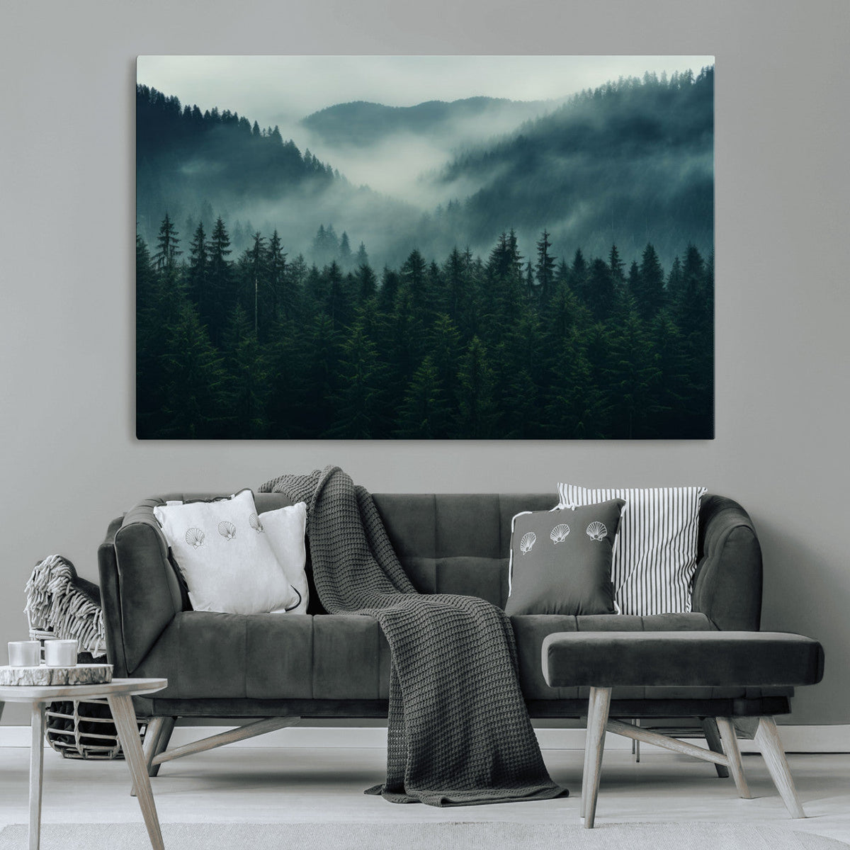 Captivating Misty Forest Wall Art Premium Canvas Print,