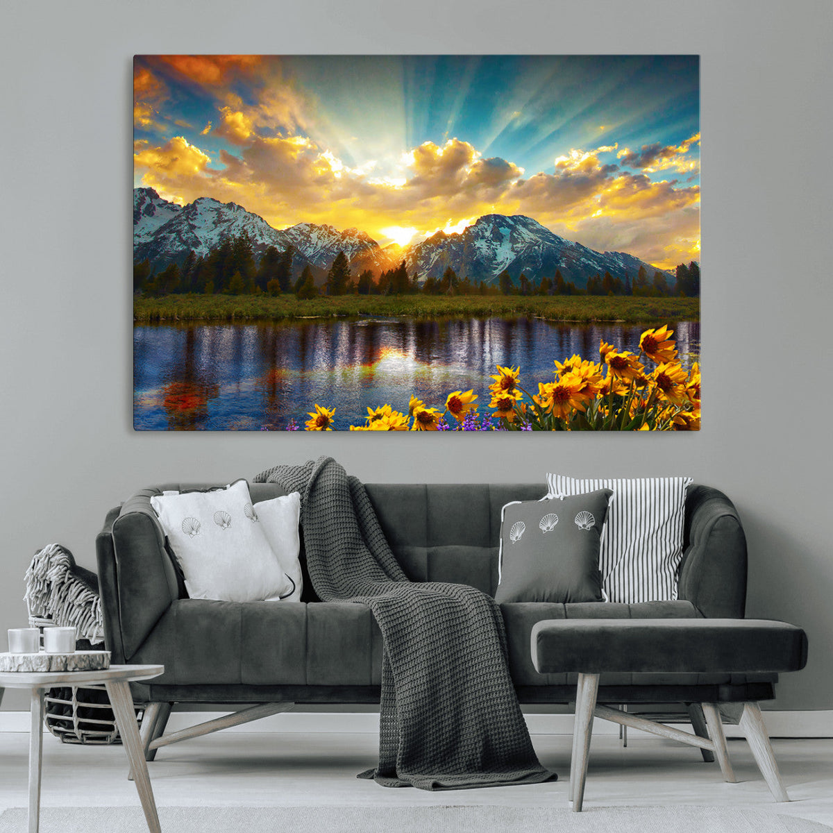 Grand Teton Park Sunrise Wall Art – Vibrant Landscape Canvas