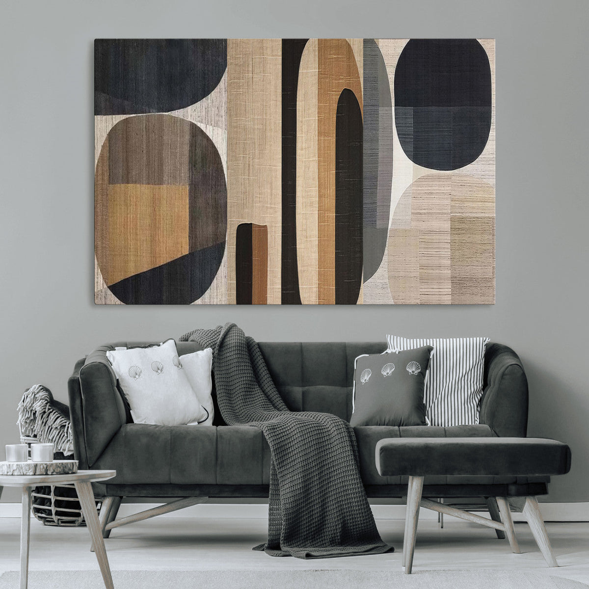Abstract Minimalist Canvas Wall Art - Neutral Geometric