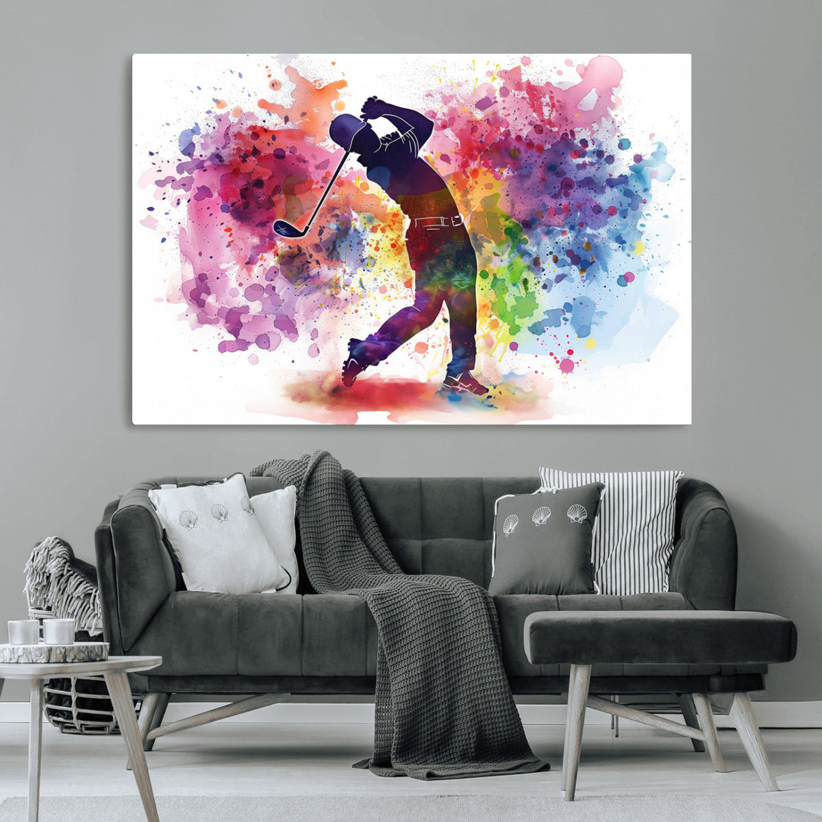 Colorful Golfer Swing Wall Art Canvas Print - Ready to Hang,