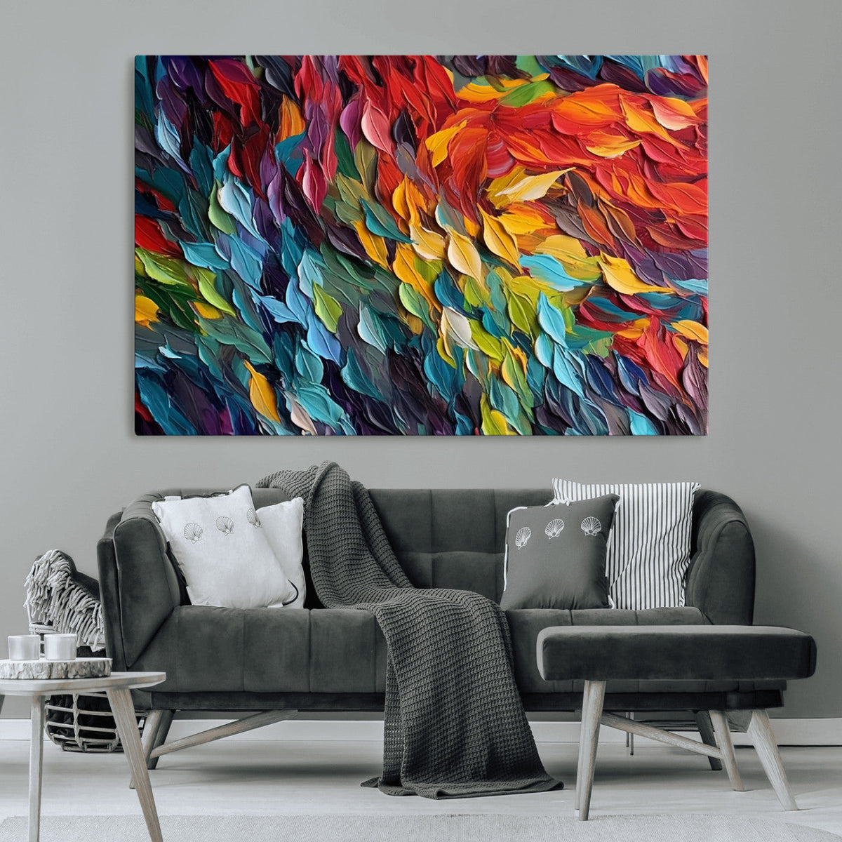 Vibrant Abstract Leaf Wall Art Canvas Print | Bold Colorful