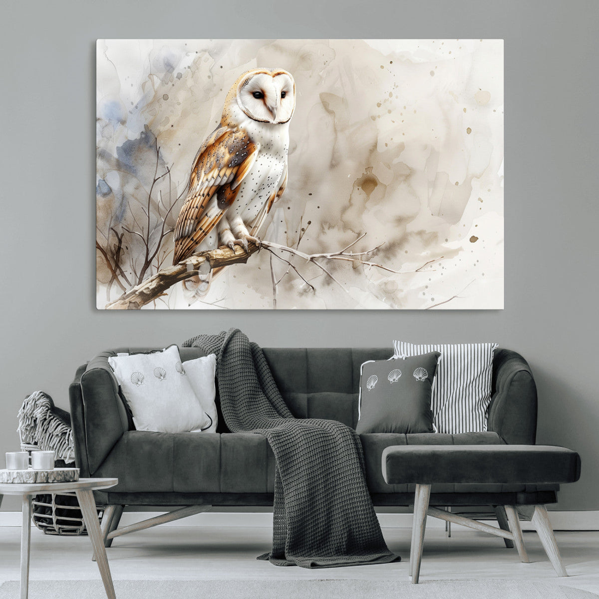 Barn Owl Wall Art | Watercolor Canvas Print | Perfect for