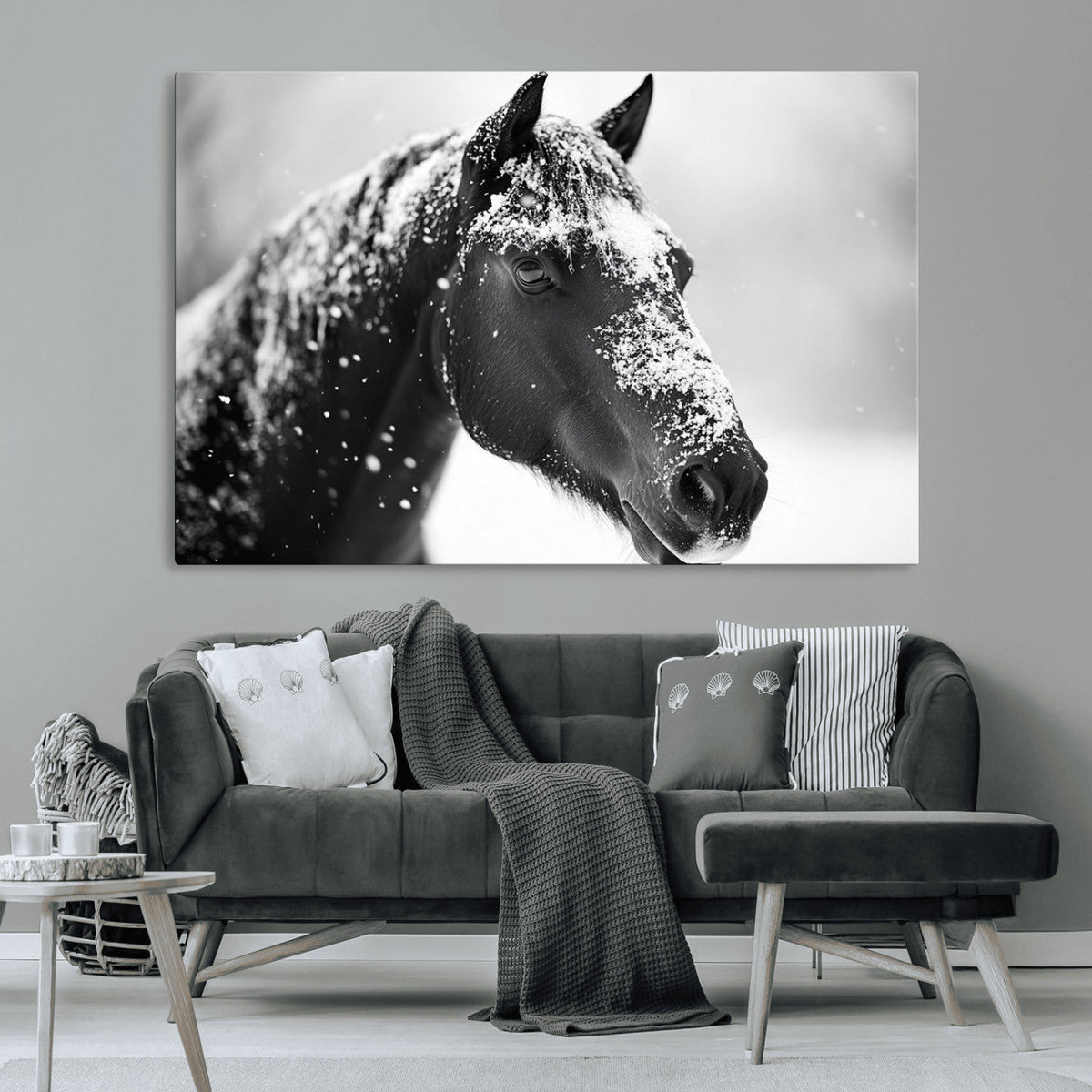 Horse Canvas Print - Winter Horse Snow Wall Art Canvas Print