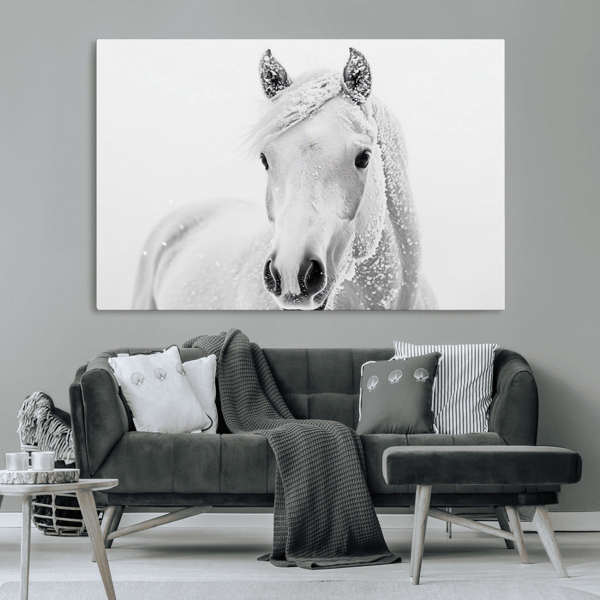 Majestic White Horse Wall Art | Ready to Hang and Framed |